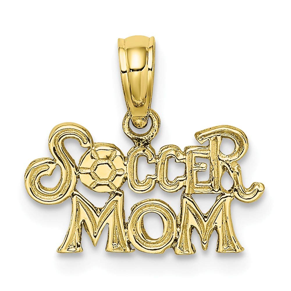 10K Yellow Gold Soccer Mom Charm Pendant - Elegant Jewelry Gift for Soccer Moms, Team Spirit & Sports Enthusiasts - Perfect for Gameday, Birthdays & Mother's Day