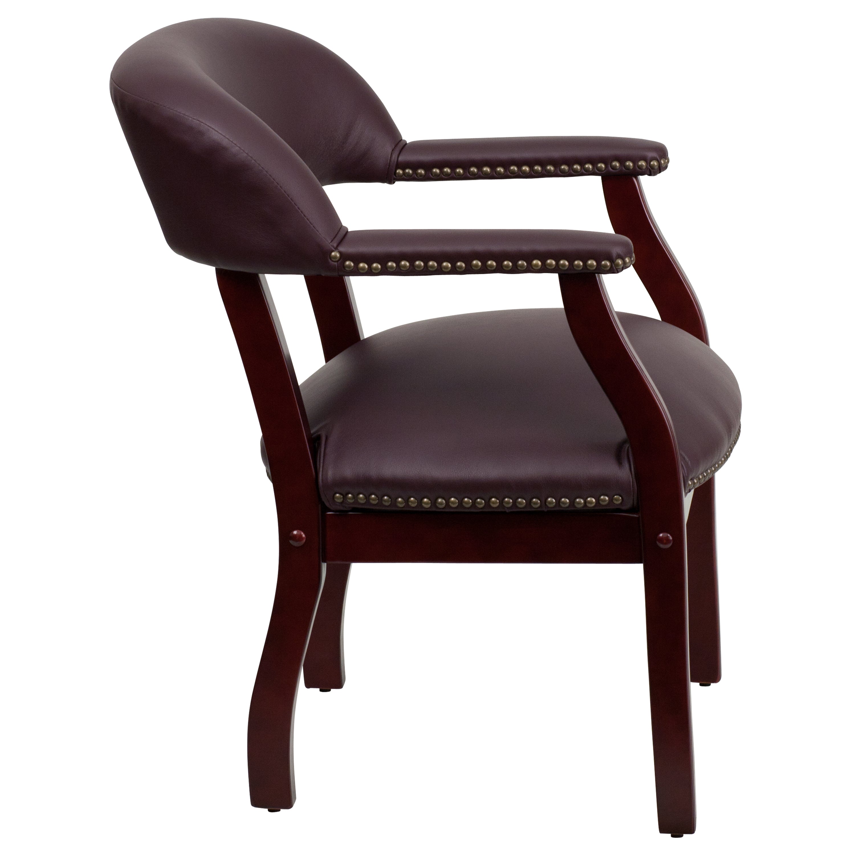 Premium FLASH Diamond Black LeatherSoft Conference Chair with Accent Nail Trim - Ergonomic Office Chair for Executive Meetings & Home Office Workspace