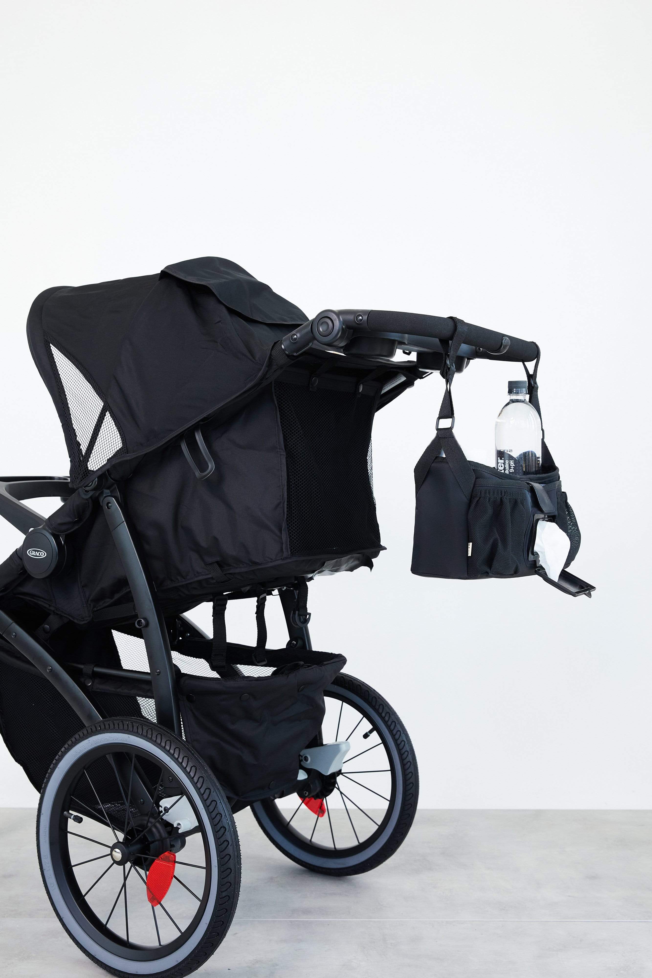 Black Stroller Organizer - Baby Essentials Storage for Diapers, Bottles & Toys - Perfect for Travel, Shopping & Daily Walks
