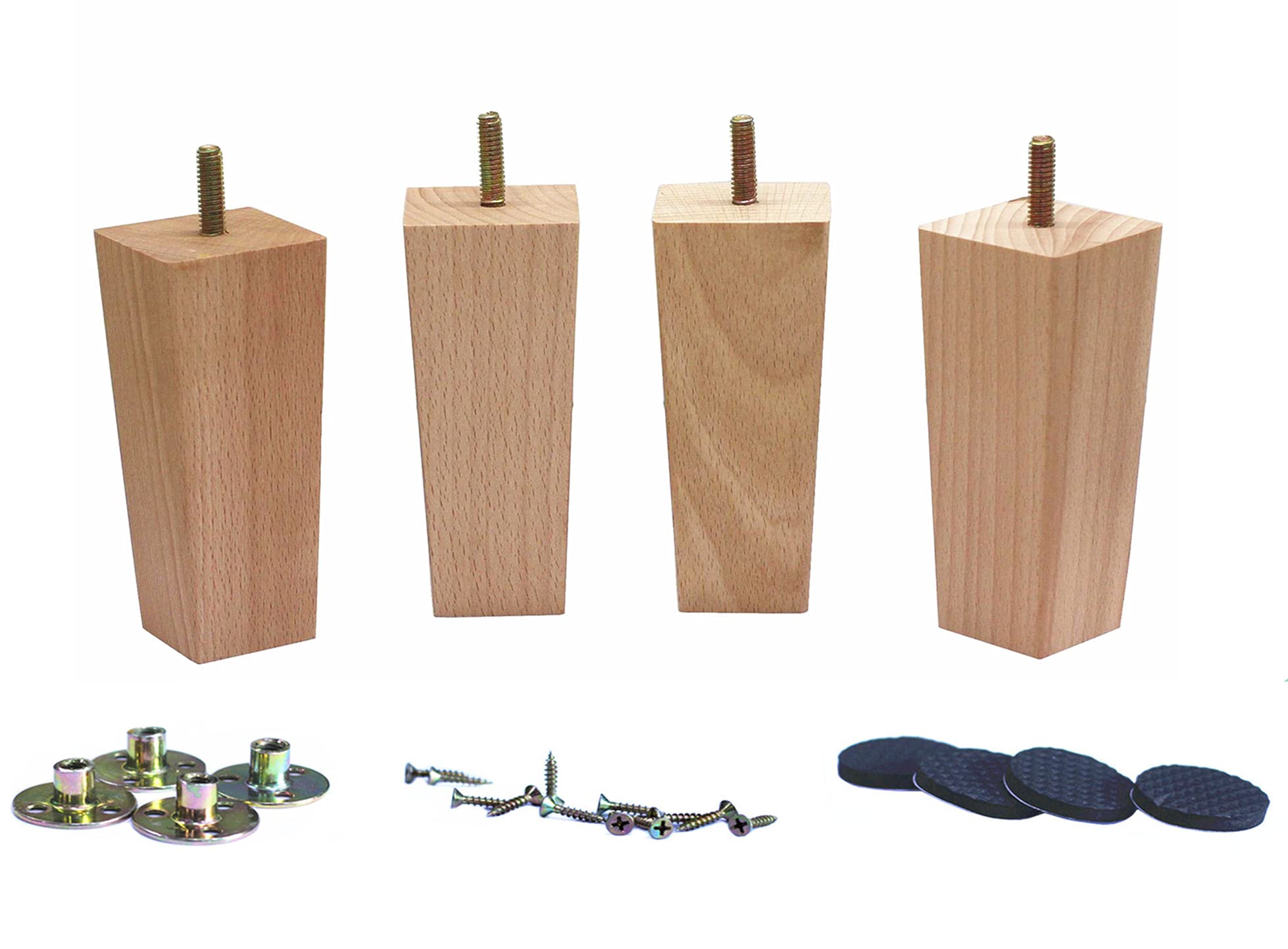 WEICHUAN Solid Beech Wood Furniture Legs - 4.5
