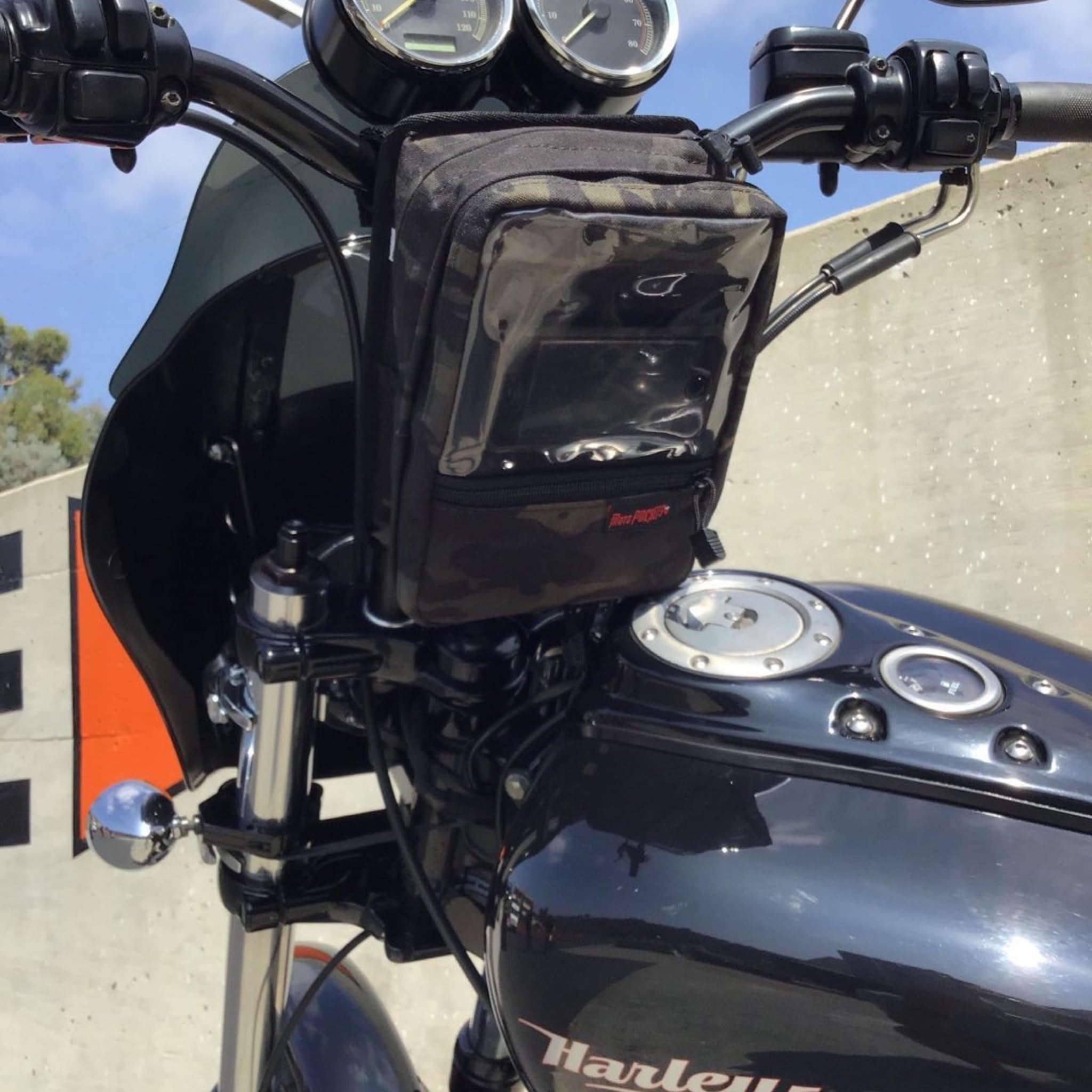 Harley Davidson Motorcycle T-Bar Handlebar Bag - 1000D Nylon Utility Pouch with Double Lockable Zippers & Expandable Design | USA Made | Perfect for Road Trips, Daily Commuting & Motorcycle Accessories Storage