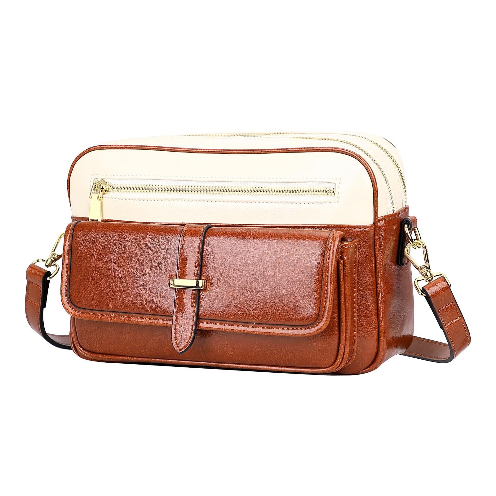 Premium Genuine Leather Crossbody Bag for Women - Stylish Messenger Purse with Double Main Pockets | Perfect for Work, Travel & Everyday Use