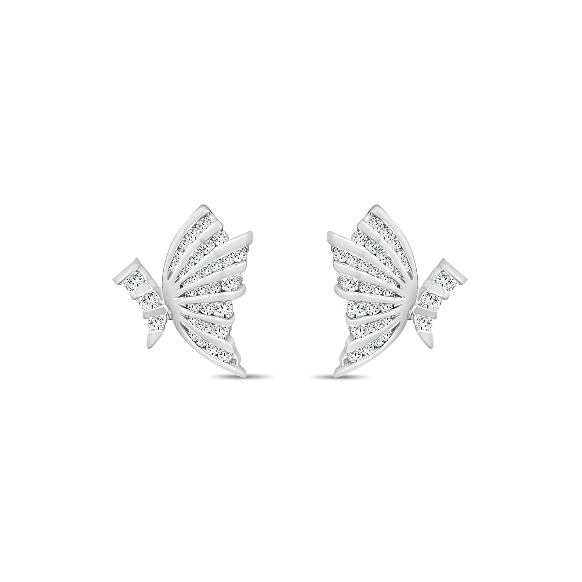 1.00cttw Butterfly Diamond Earrings in 14K White Gold - Elegant Jewelry for Weddings, Anniversaries & Special Occasions