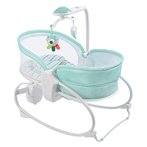 Vannetgo 3-in-1 Baby Bassinet with Soothing Vibration & Music - Convertible Rocking Crib for Newborns, Infants, Boys & Girls - Adjustable 3-Speed Recliner for Nursery, Bedroom & Travel Use