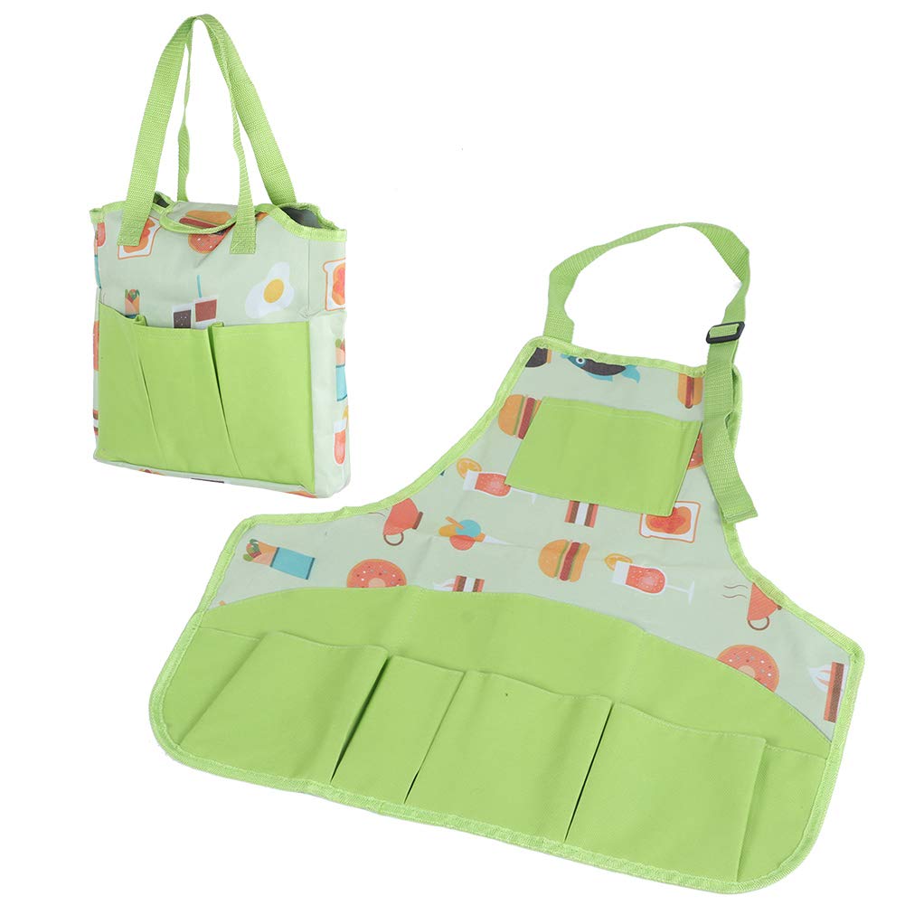 Green Gardening Tool Bag - Durable Tote & Apron Set for Kids - Children's Garden Supplies for Yard Work, Planting & Outdoor Activities
