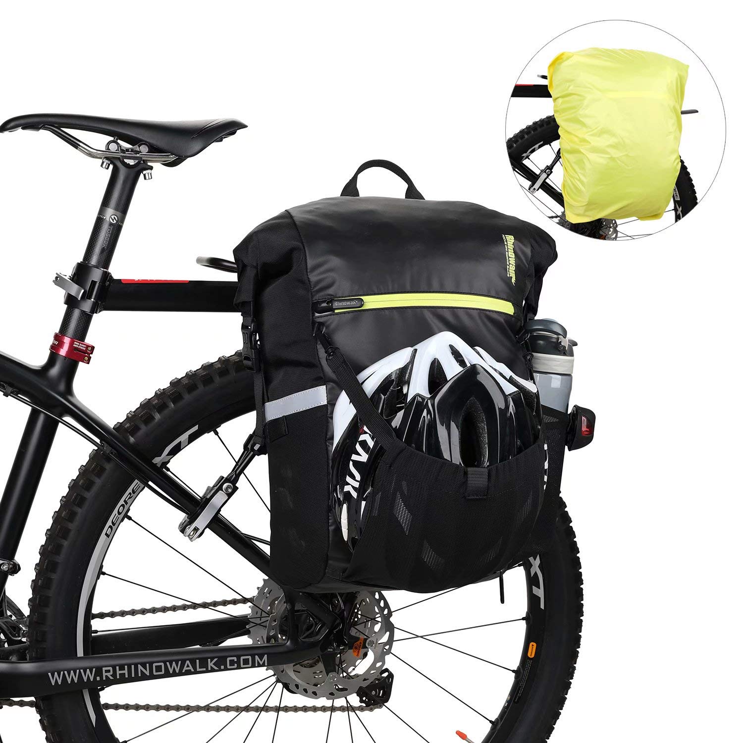 Rhinowalk 24L Waterproof Bike Pannier Bag - Multifunctional Bicycle Rear Seat Bag with Laptop Compartment | Perfect for Cycling Commute, Motorcycle Travel & Outdoor Adventures