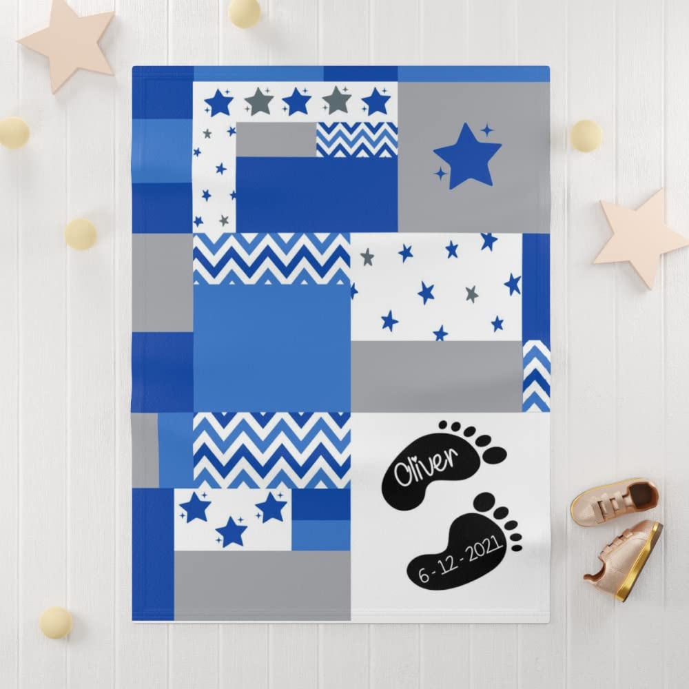 Custom Baby Boy Blankets with Name - Personalized Newborn Baby Gift | Soft Embroidered Blankets for Boys | Perfect Christening, Birthday & Welcome Home Gifts