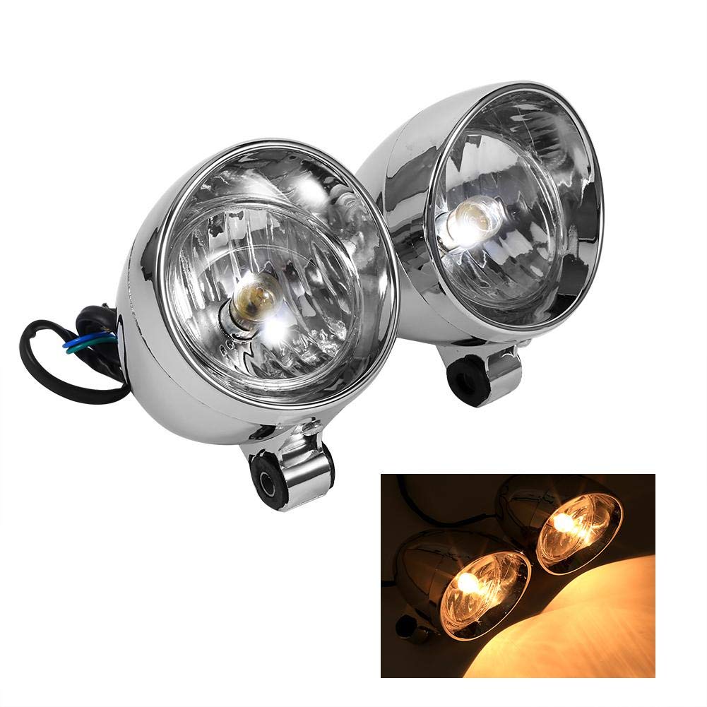 Anauto 2PCS 12V Motorcycle Headlights - Universal Plastic Motorbike Bullet Fog Lights Compatible with Yamaha, Honda, Kawasaki & More - Perfect for Night Riding, Off-Road Adventures & Bad Weather Conditions