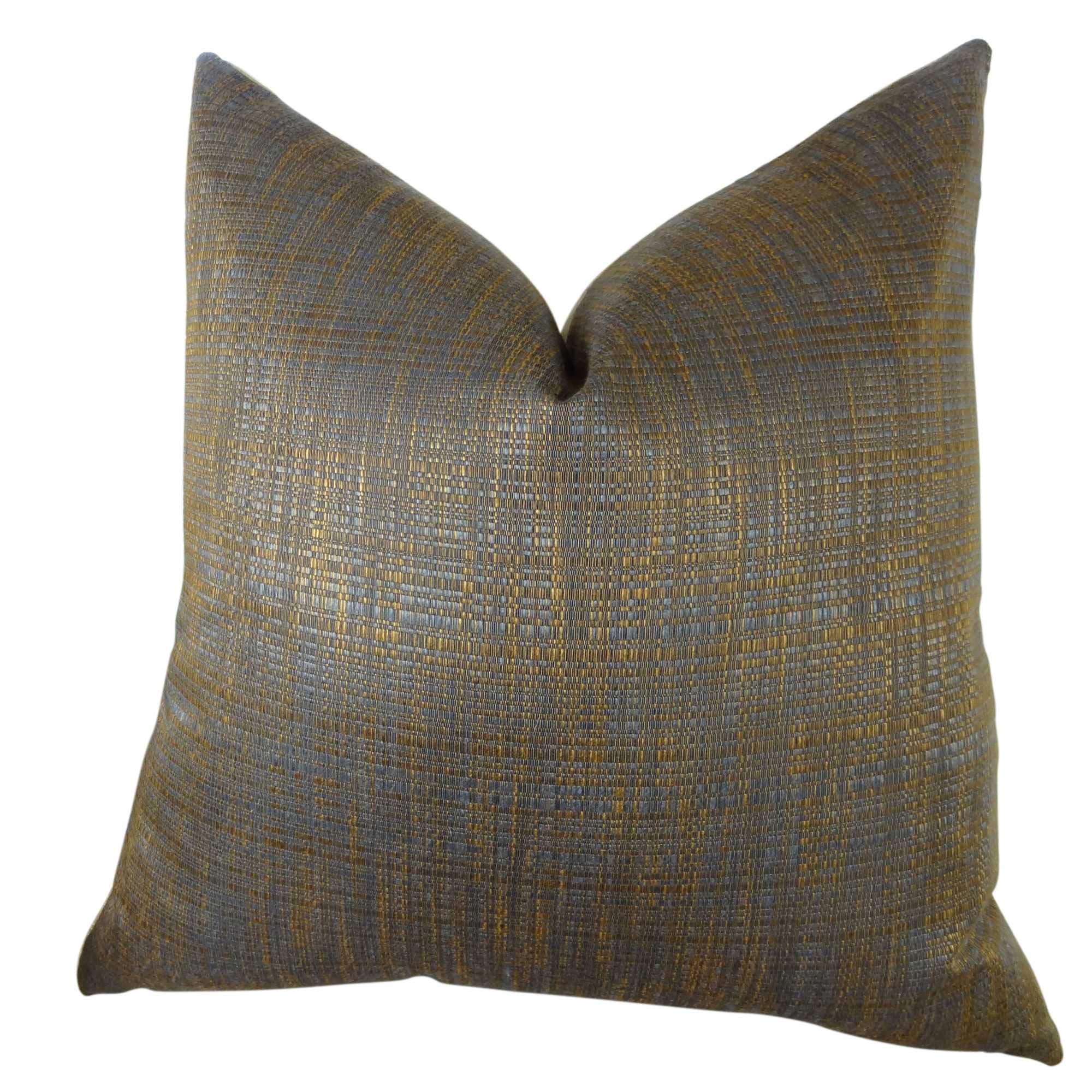 Plutus Clonamore 18x18 Inch Handmade Throw Pillow - Blue & Brown Bohemian Decorative Cushion for Sofa, Bed & Living Room
