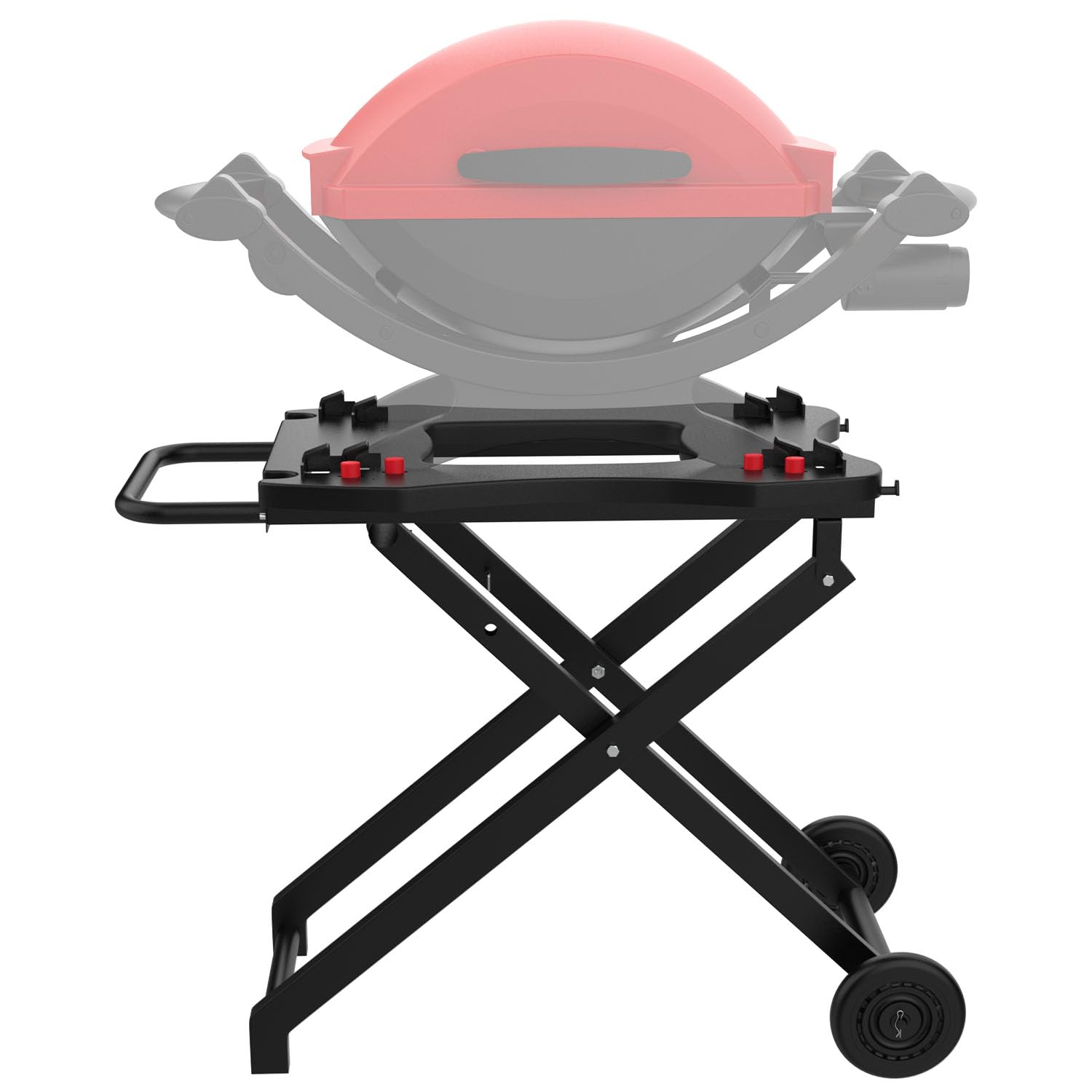 Heavy-Duty Portable Grill Cart for Weber Q1200 Q1000 Q2000 Q1400 - Collapsible BBQ Stand with 2 Wheels, Outdoor Cooking Table for Camping, Tailgating & Backyard Grilling - Black