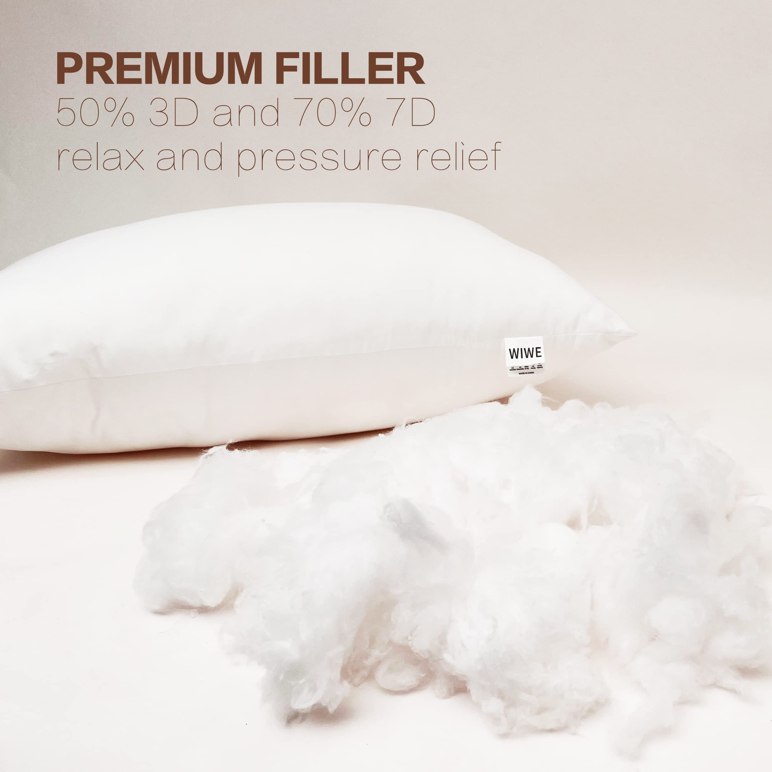 WIWE Standard Size Luxury Hotel Collection Bed Pillows - 2 Pack Super Soft Down Alternative Pillows for Back, Side & Stomach Sleepers | Perfect for Home, Hotel & Guest Room Comfort