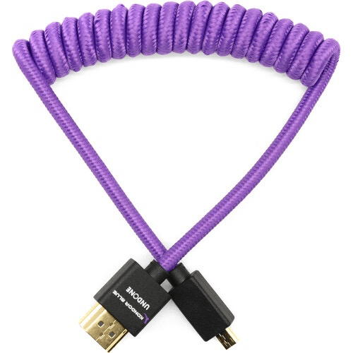 Kondor Blue Gerald Undone Braided Coiled High-Speed Micro HDMI to HDMI Cable - 12 to 24 Inch (Limited Purple Edition) for DSLR Cameras, Mirrorless Cameras & Video Production