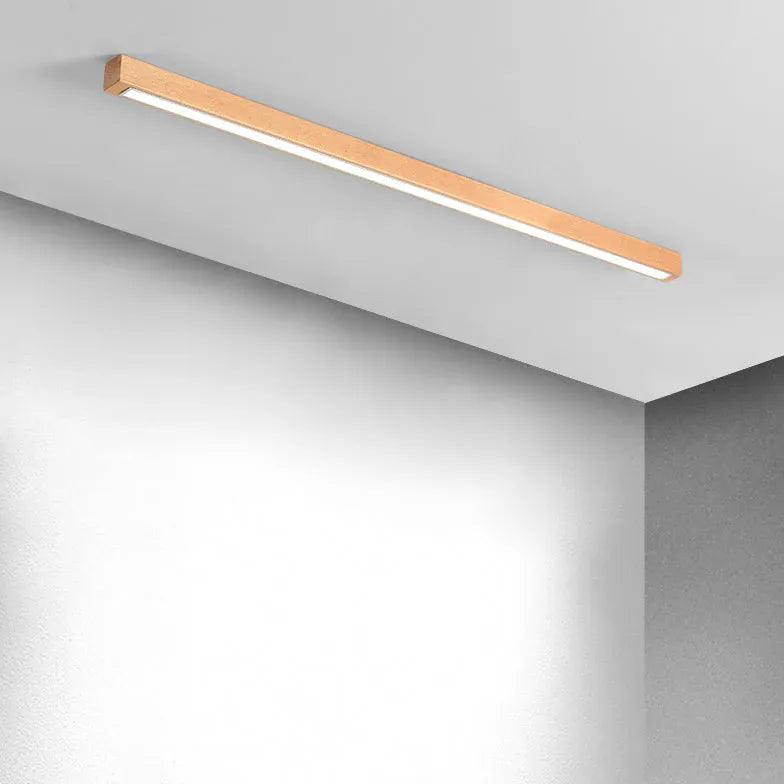 Modern Rectangular LED Wooden Hallway Ceiling Light Fixture - Energy Efficient Dimmable Lighting for Entryway, Corridor, and Staircase - Perfect for Home, Office, and Commercial Spaces