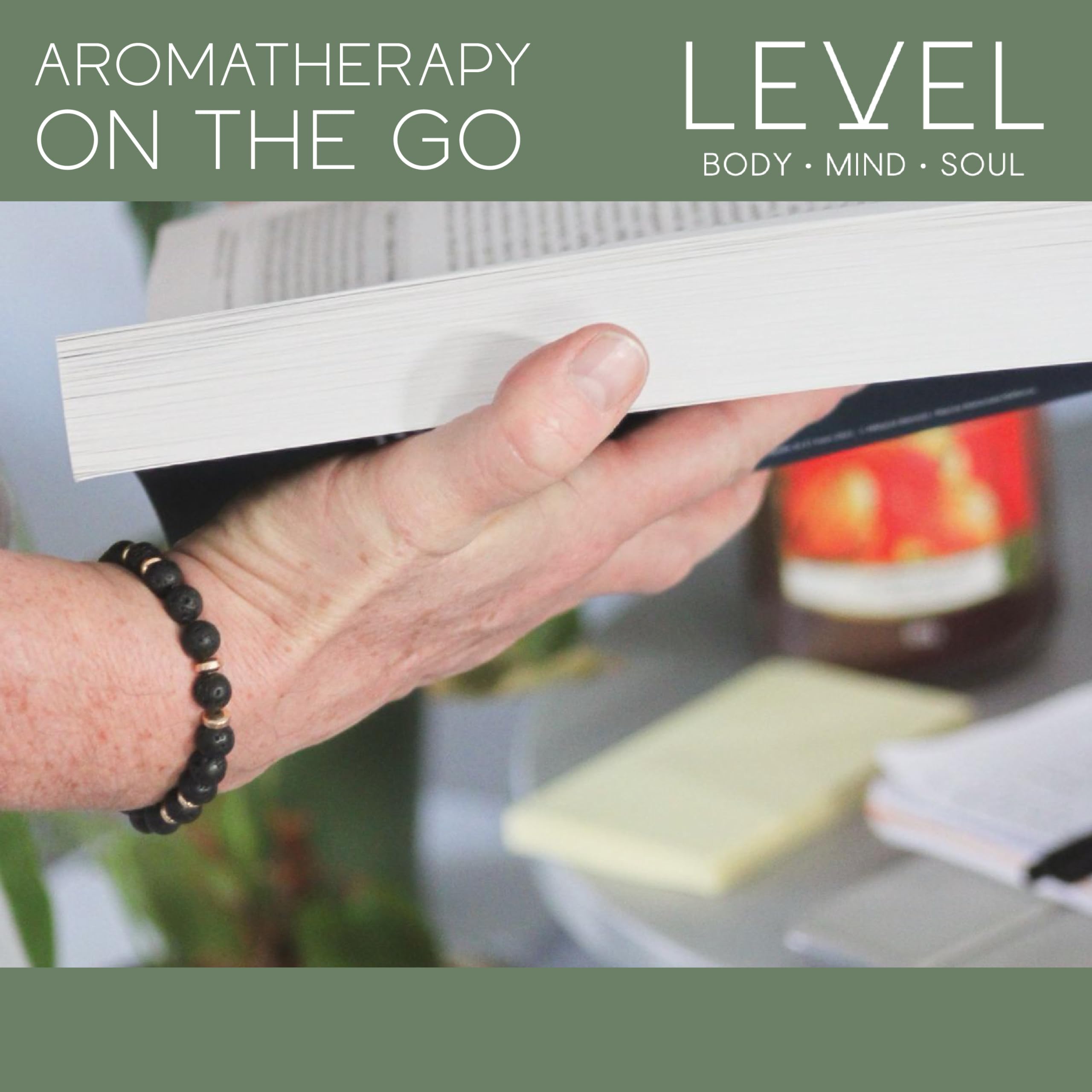 Level Body Mind Soul - Aromatherapy Bracelet Set with Essential Oils for Stress Relief & Meditation | Yoga, Spa & Wellness Gift