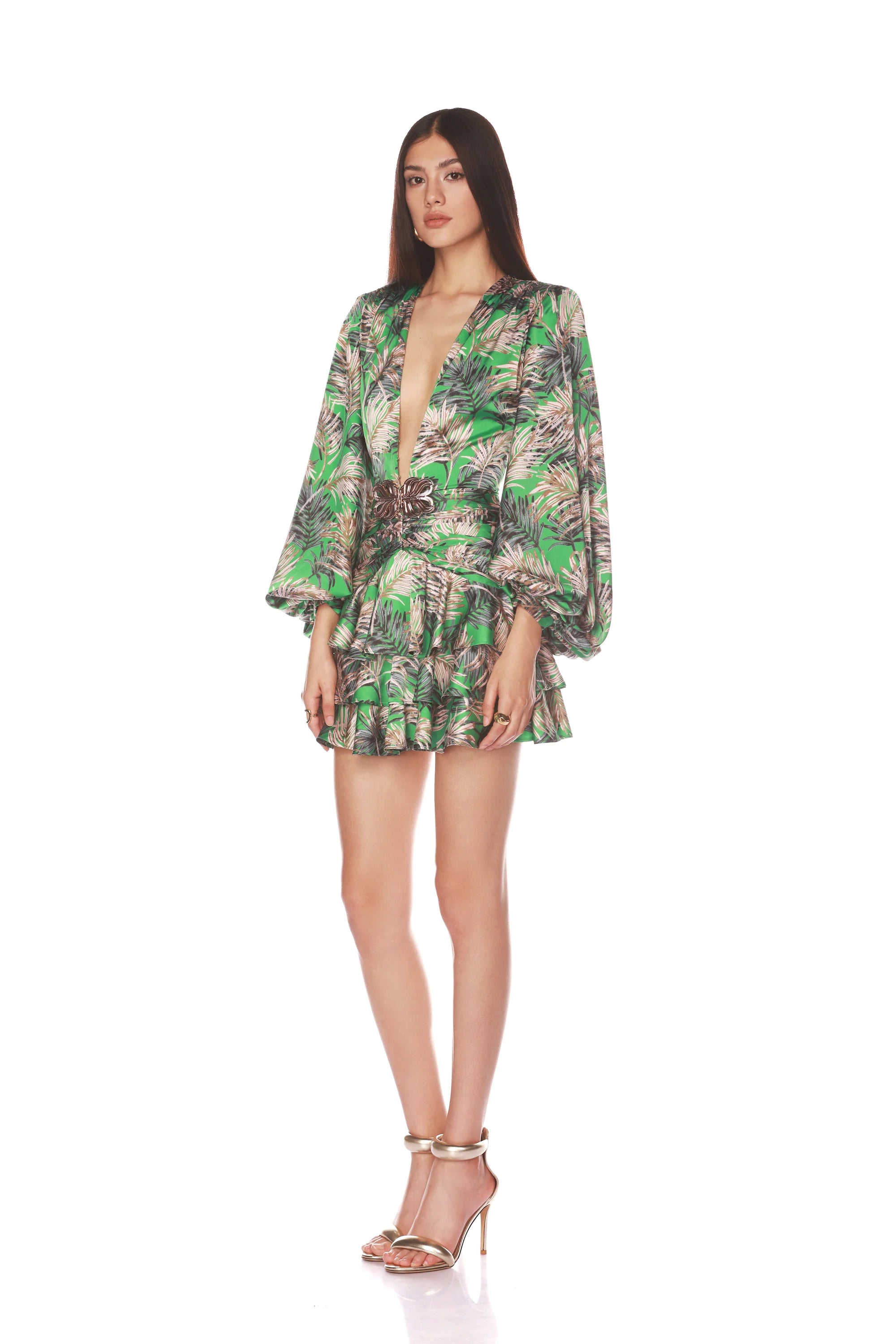 Bedouin Mini Dress in Green - Boho Chic Summer Outfit for Beach, Festival & Casual Wear