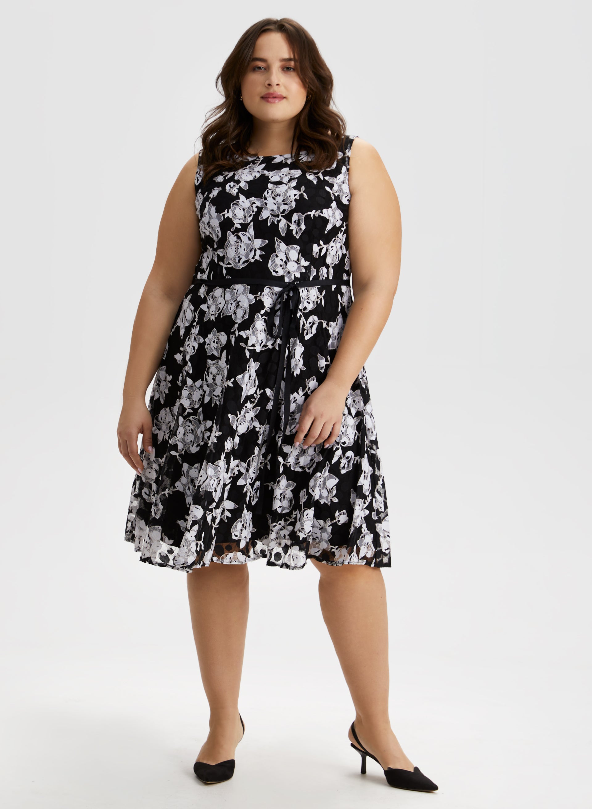 Floral Print Ribbon Belt Dress for Women - Elegant Summer Party Dress with Adjustable Waist - Perfect for Weddings, Garden Parties & Date Nights