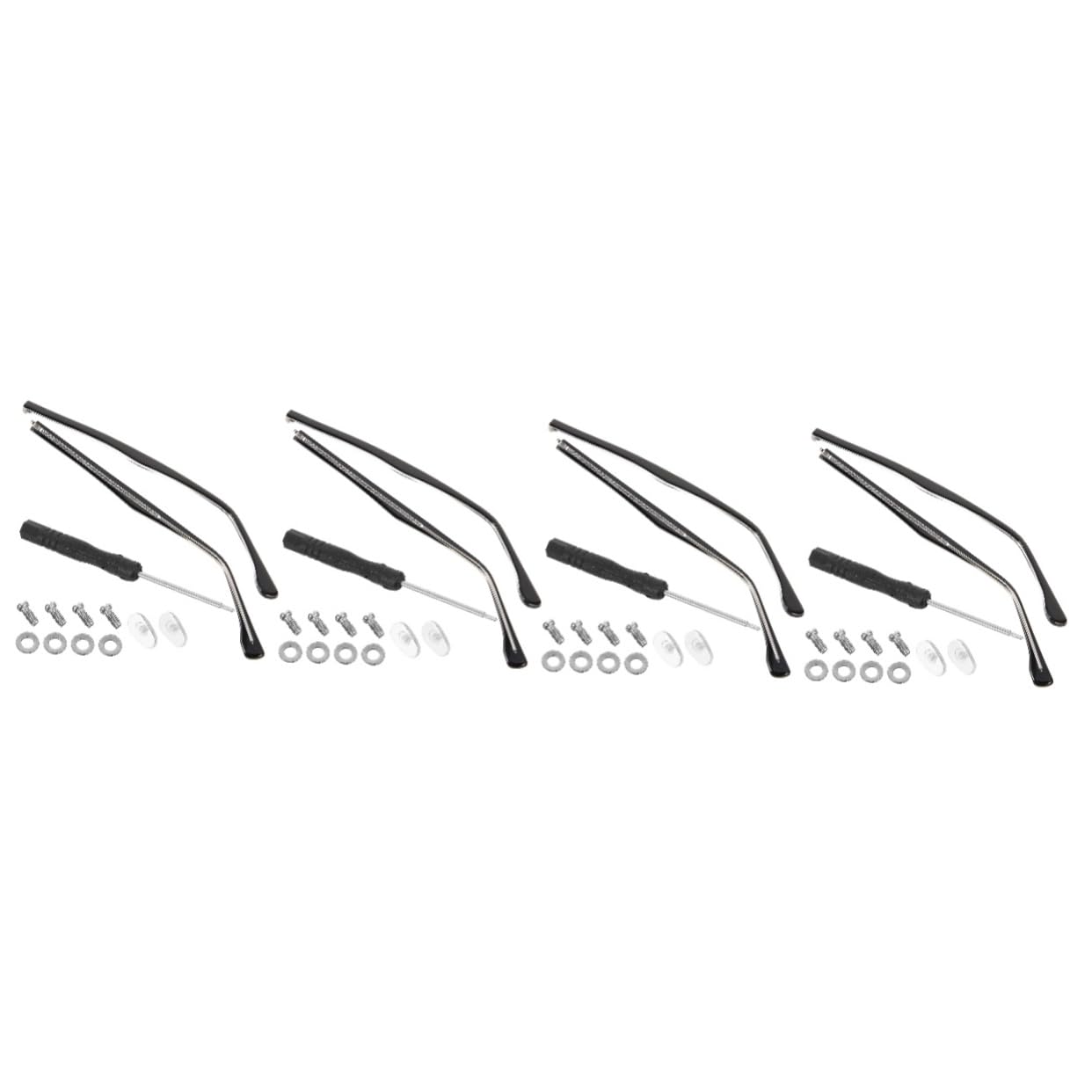 PartyKingdom 4 Pairs Clear Glasses Arm Legs Replacement - Black Sunglasses Frame Accessories for Eyewear Repair & DIY - Perfect for Reading Glasses, Safety Goggles & Costume Accessories