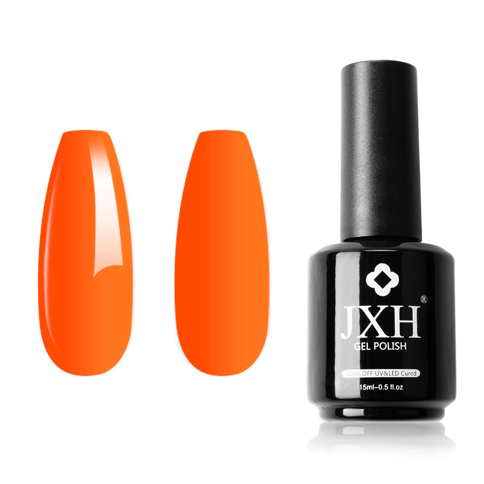 JXH 15ml Bright Orange Soak Off Gel Nail Polish - Professional UV LED Gel for Salon & Home DIY Manicure | Long-Lasting, Chip-Resistant Nail Art Colors (0.5oz) | Perfect for Summer Nails, Bridal Designs & Party Looks