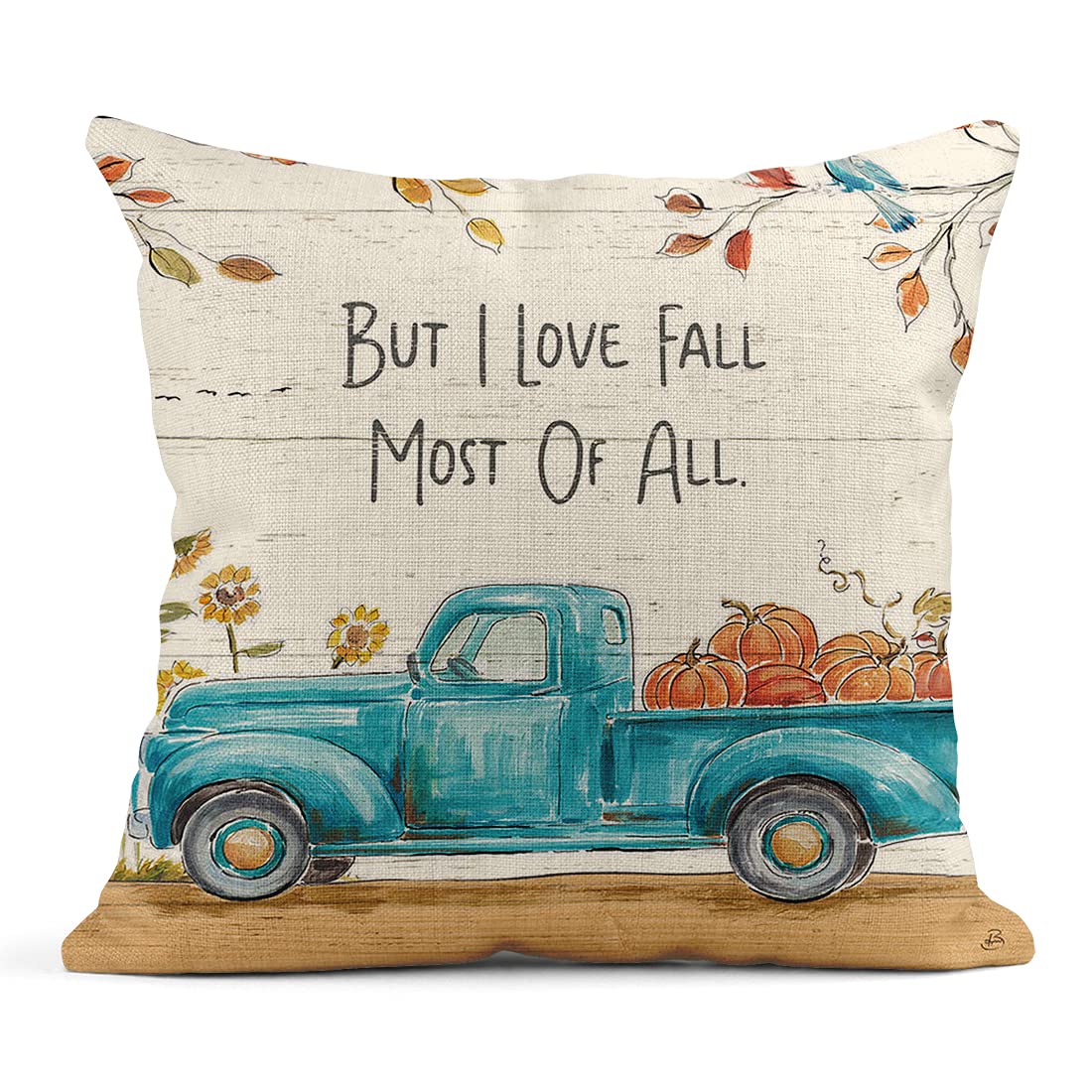 4 Pack Linen Throw Pillow Covers 20x20 Inch - Farmhouse Autumn Harvest Decor Square Cushion Covers for Sofa, Bed, Couch - Perfect for Fall Home Decor & Cozy Living Room Accents