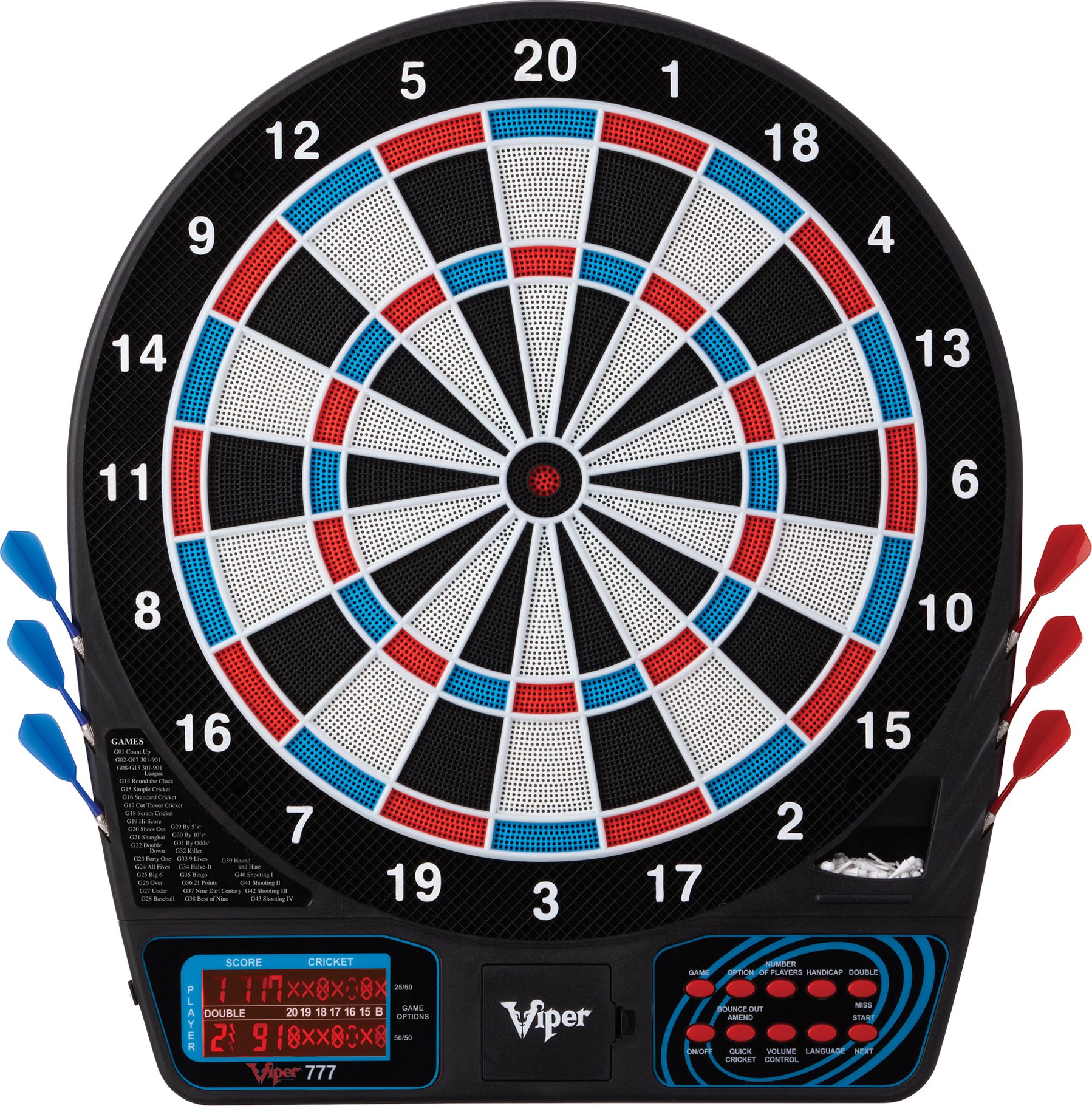 Premium Viper Metropolitan Solid Wood Dartboard Cabinet with Electronic Dartboard - Ready-to-Play Bundle Includes 2 Sets of Soft-Tip Darts & Integrated Storage - Multiple Stain Options for Home Game Room, Man Cave or Bar Entertainment
