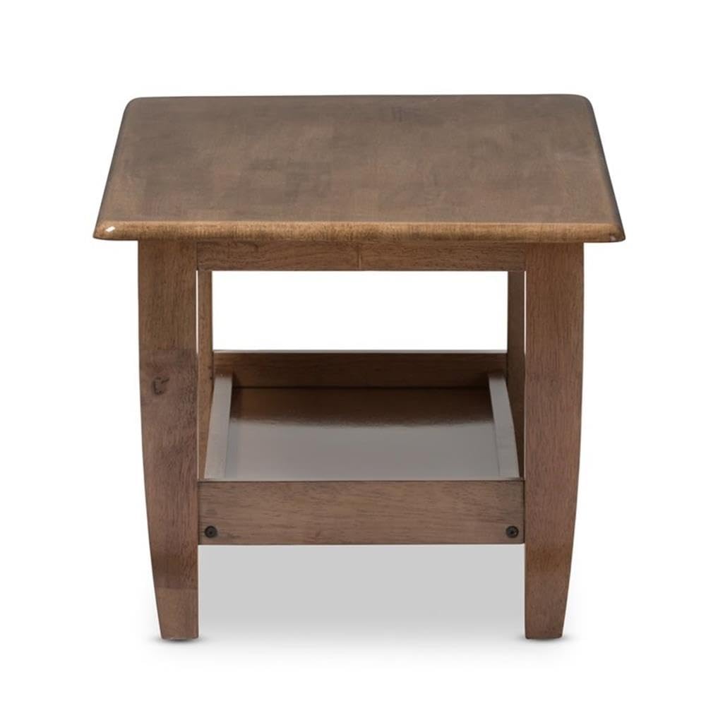 BOWERY HILL Mission Style Solid Wood Coffee Table - Walnut Brown Finish - Rustic Living Room Furniture for Home Decor & Entertaining