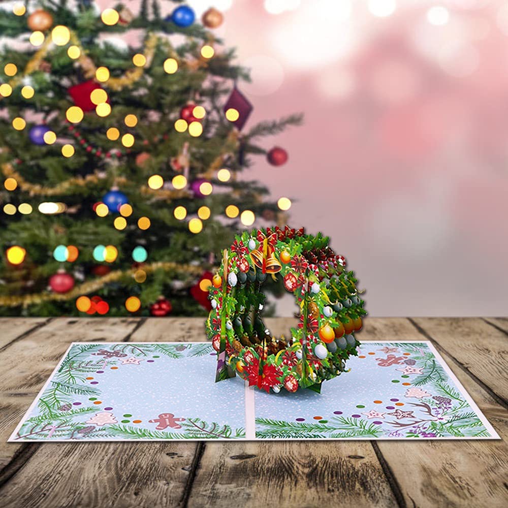 5-Piece 3D Pop-Up Christmas Greeting Cards Set - Festive Holiday Postcards for Xmas Party, Gift Exchange & Home Decor