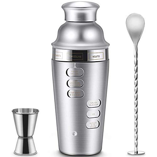 Premium 700ML Boston Cocktail Shaker Set with Built-in Strainer & Measuring Jigger - Professional Bartender Kit with Recipe Guide - Perfect for Home Bars, Parties & Mixology Enthusiasts