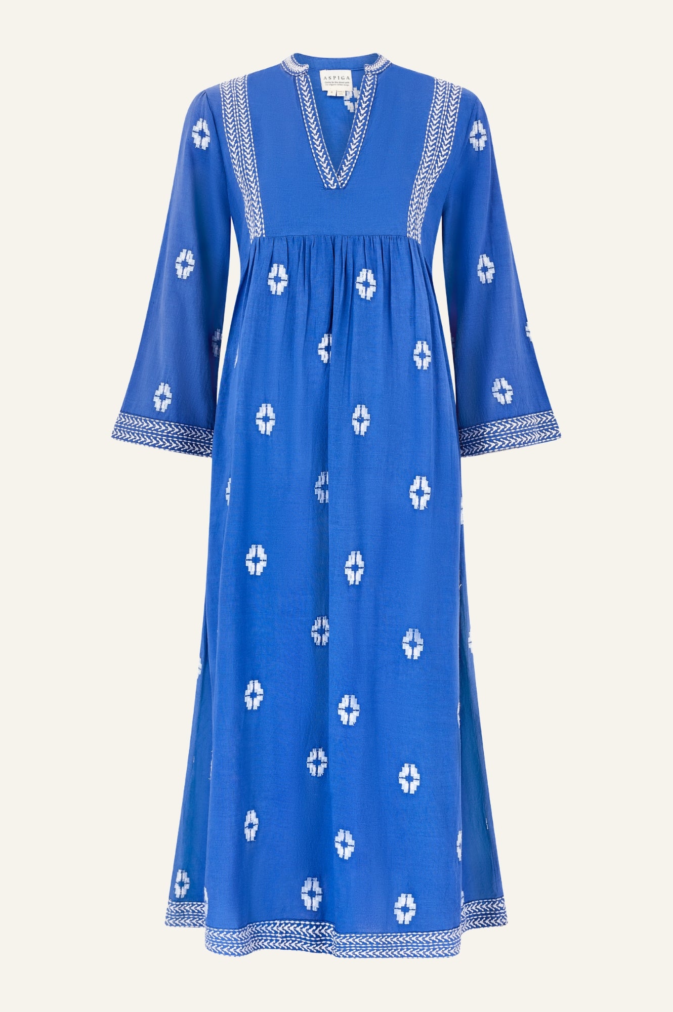 Enola Organic Cotton Dress for Women - Soft & Comfortable Blue/White Floral Summer Dress | Perfect for Beach, Vacation & Casual Outings
