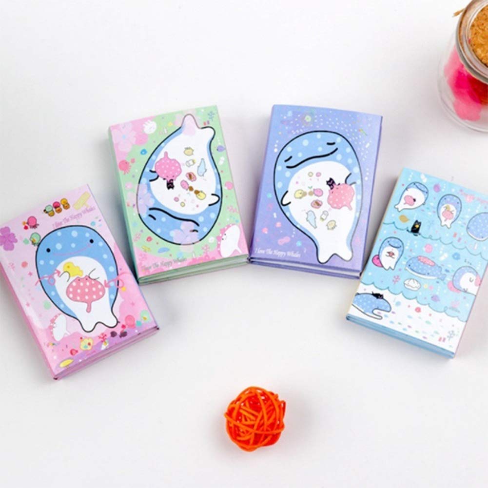 Whale Sticky Notes Set - Cute Foldable Memo Pad with Bookmark, Perfect for Office, School & Home Organization - Great Gift Idea for Students & Stationery Lovers