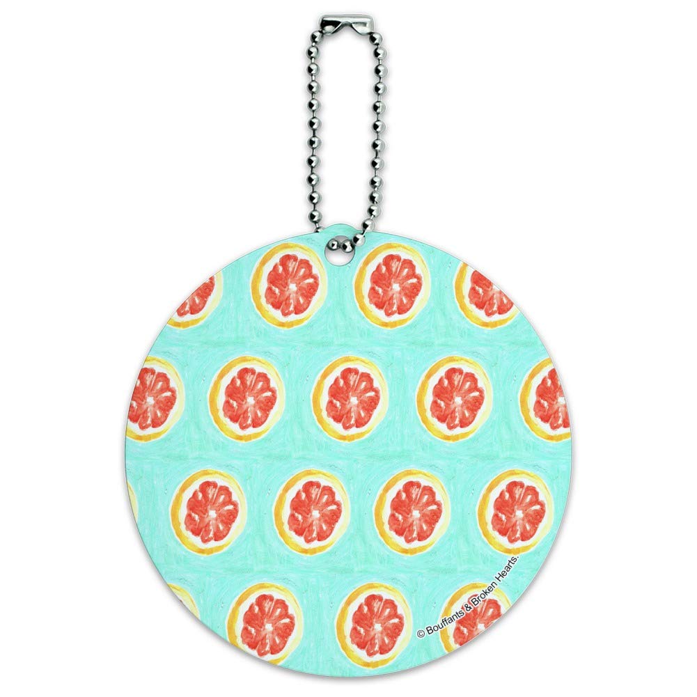 Grapefruit-Themed Fun Round Luggage ID Tag for Suitcases & Carry-On Bags - Perfect for Travel, Vacation & Airport Identification