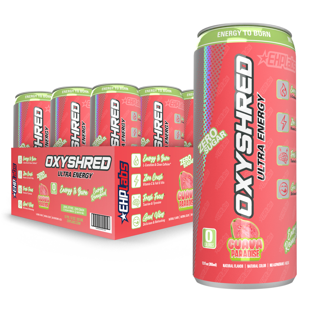 EHP Labs OxyShred Ultra Energy Drink RTD - 12 Pack (355ml Each) | Fat Burning & Performance Booster | Pre-Workout, Gym & Fitness Fuel