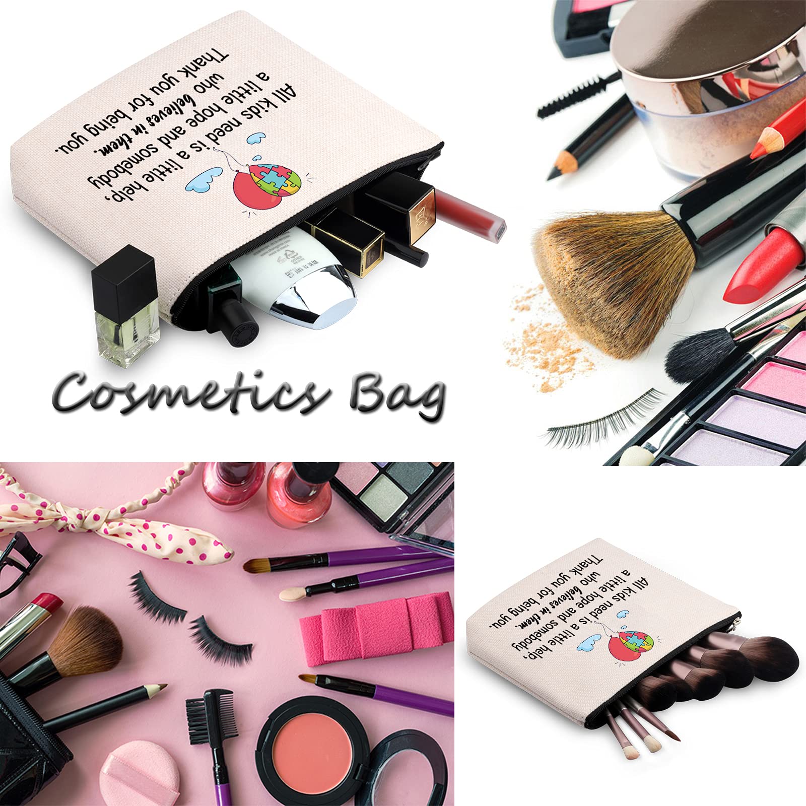 Autism Awareness Gift Set - Thank You Present for Autism Teachers, Helpers & Supporters - Makeup Bag for Special Needs Kids - Perfect for Appreciation Gifts, Classroom Rewards & Charity Events
