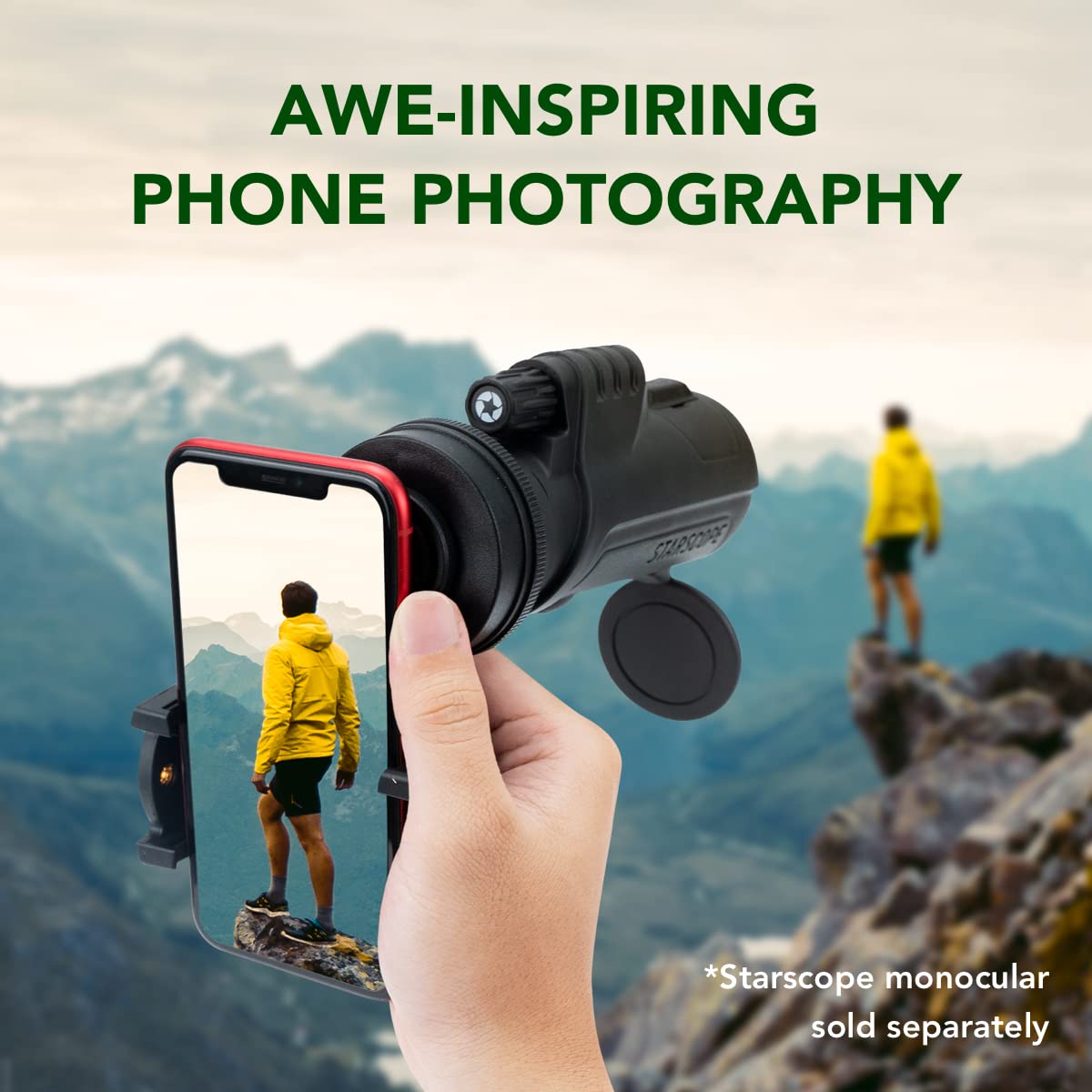 STARSCOPE Universal Phone Telescope Adapter - Adjustable Smartphone Mount for Binoculars, Spotting Scopes & Monoculars | Fits Most Phones Up to 110mm | Easy Setup for Bird Watching, Stargazing & Outdoor Adventures
