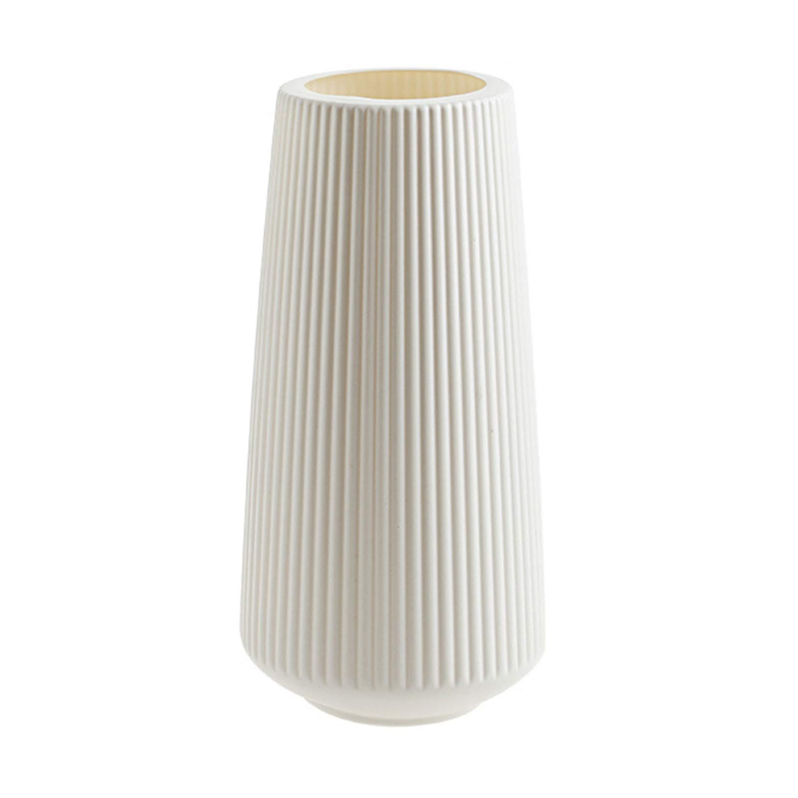BARMI Unbreakable Pleated Plastic Flower Vase - 12 Inch Tall White Decorative Vase for Home & Office Decor | Perfect for Fresh Flowers, Centerpieces & Modern Interior Design