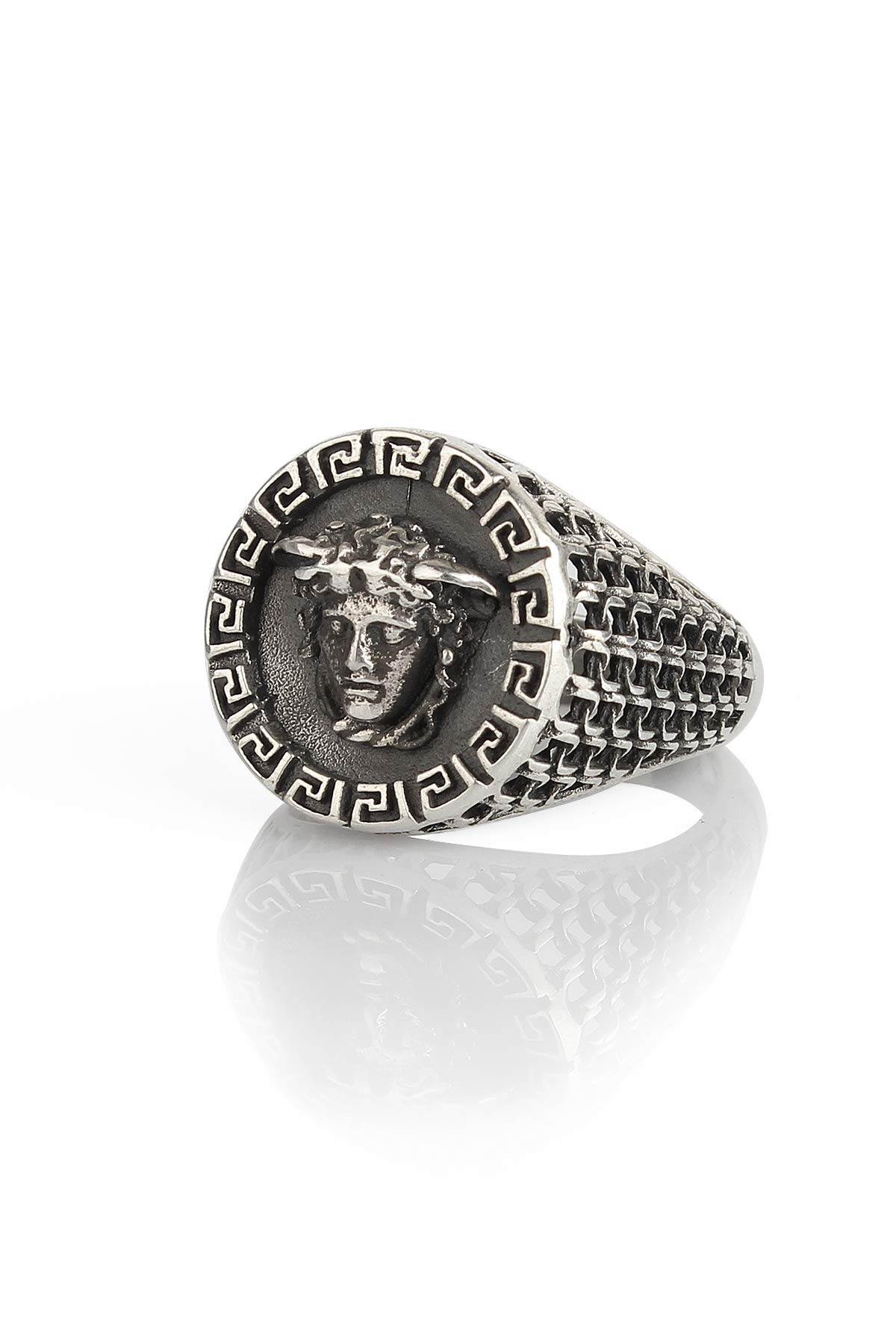 Handmade Sterling Silver Medusa Signet Ring for Men - Greek Mythology Jewelry, Ancient Greece Inspired Gift, Unique Valentine's Day Present for Him - Perfect for Weddings, Date Nights & Special Occasions