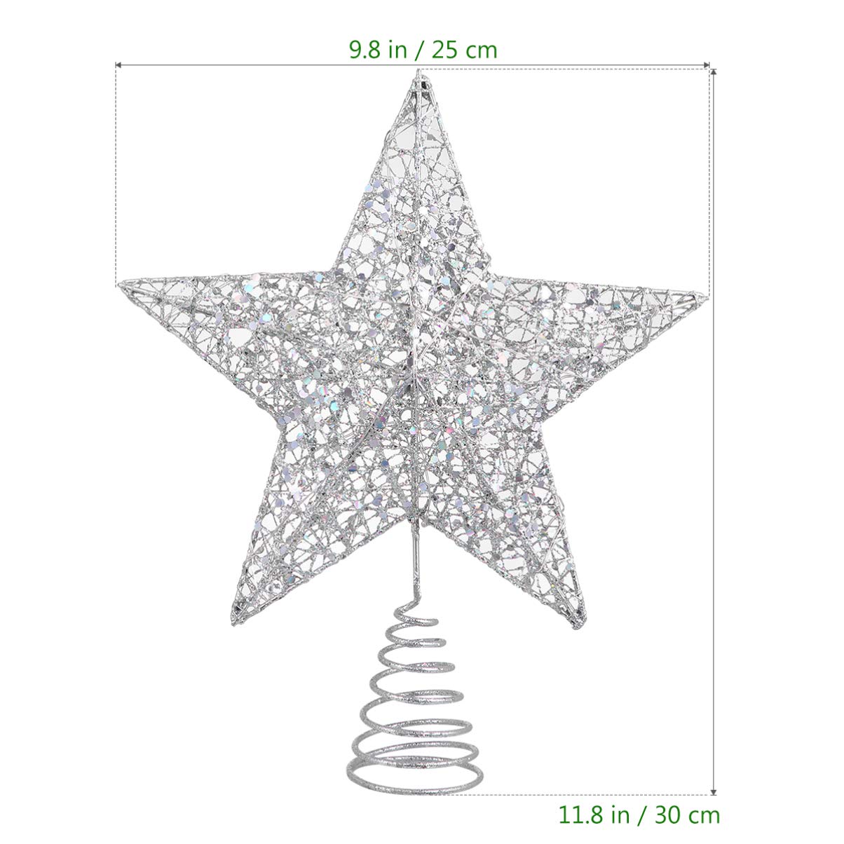 Christmas Tree Star Topper with LED Lights - Glittered Xmas Tree Top Decor for Holiday Home Party (Silver) | Perfect for Christmas Tree Decorations & Festive Indoor Lighting