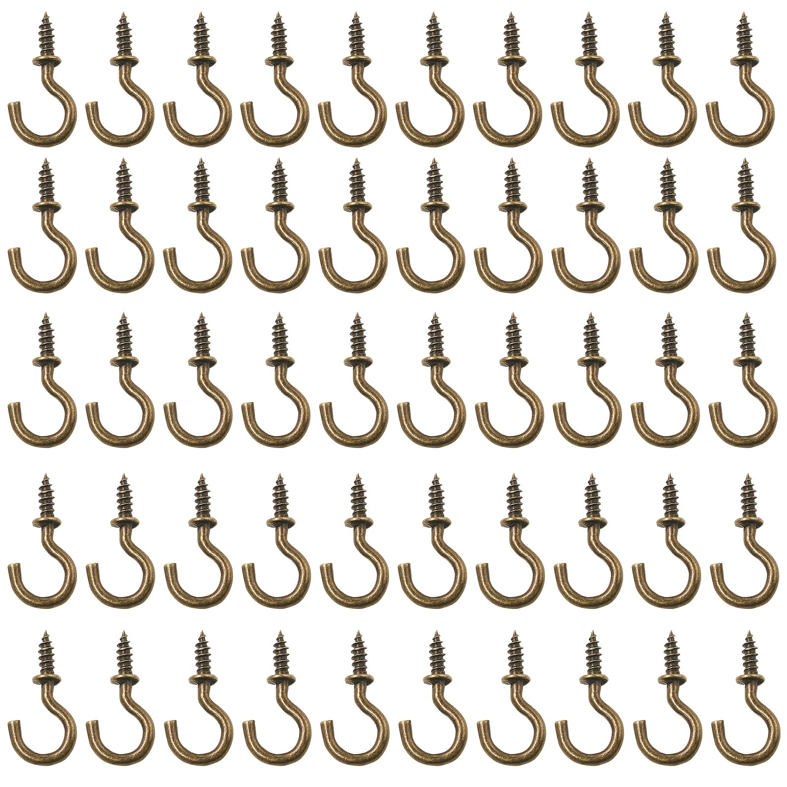 100Pcs 1/2 Inch Cup Hooks - Bronze & Nickel Plated Metal Screw Hooks for Ceiling, Wall & DIY Projects - Heavy Duty Small Screw-in Hooks for Hanging Plants, Decor, Lights & More