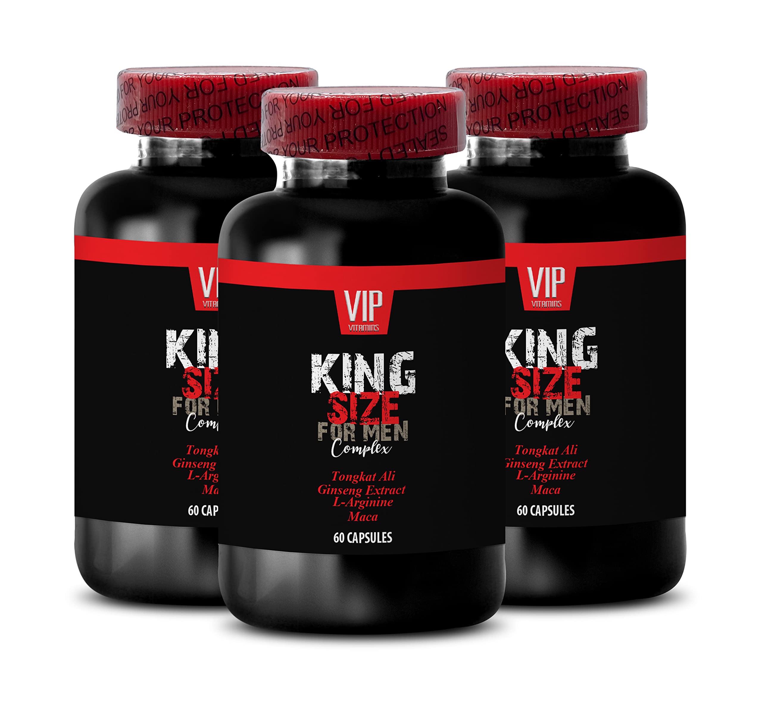 Premium Tongkat Ali for Men - King Size Male Enhancement Complex with Tongkat Ali, L-Arginine, Ginseng & Maca Root - 180 Capsules (3 Bottles) - Boost Energy, Stamina & Vitality - Perfect for Workout, Fitness & Daily Performance