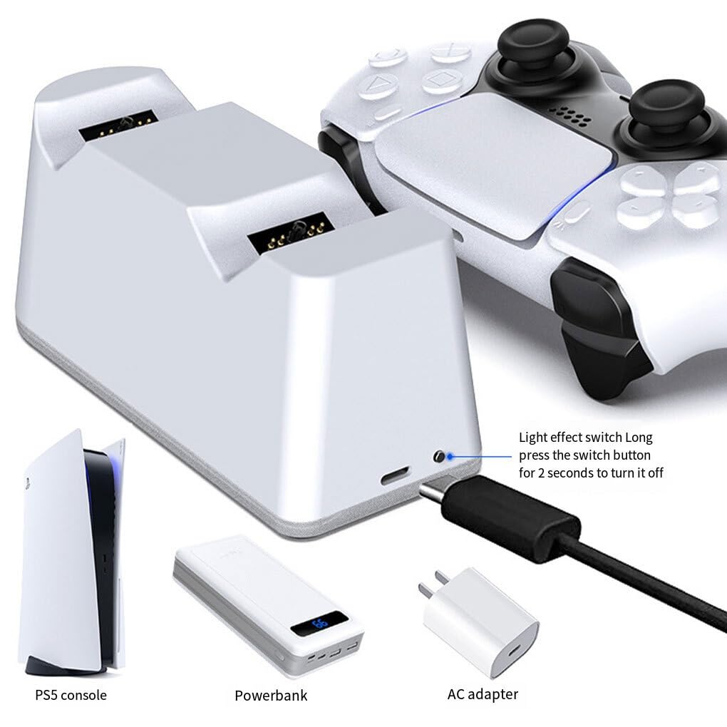 PS5 Controller Charger Stand - Compact & Portable DualSense Charging Dock with ABS Material | Perfect for Gaming Setup & Travel Accessories