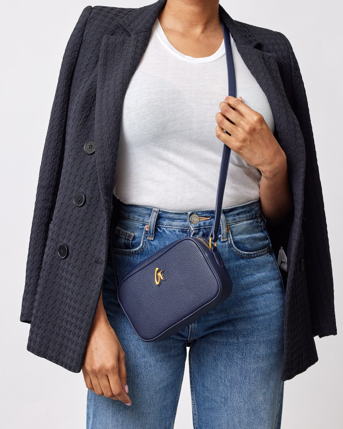Mini Pebble Camera Bag - Stylish Navy Blue Crossbody Bag for DSLR & Mirrorless Cameras | Perfect for Travel, Hiking & Everyday Use
