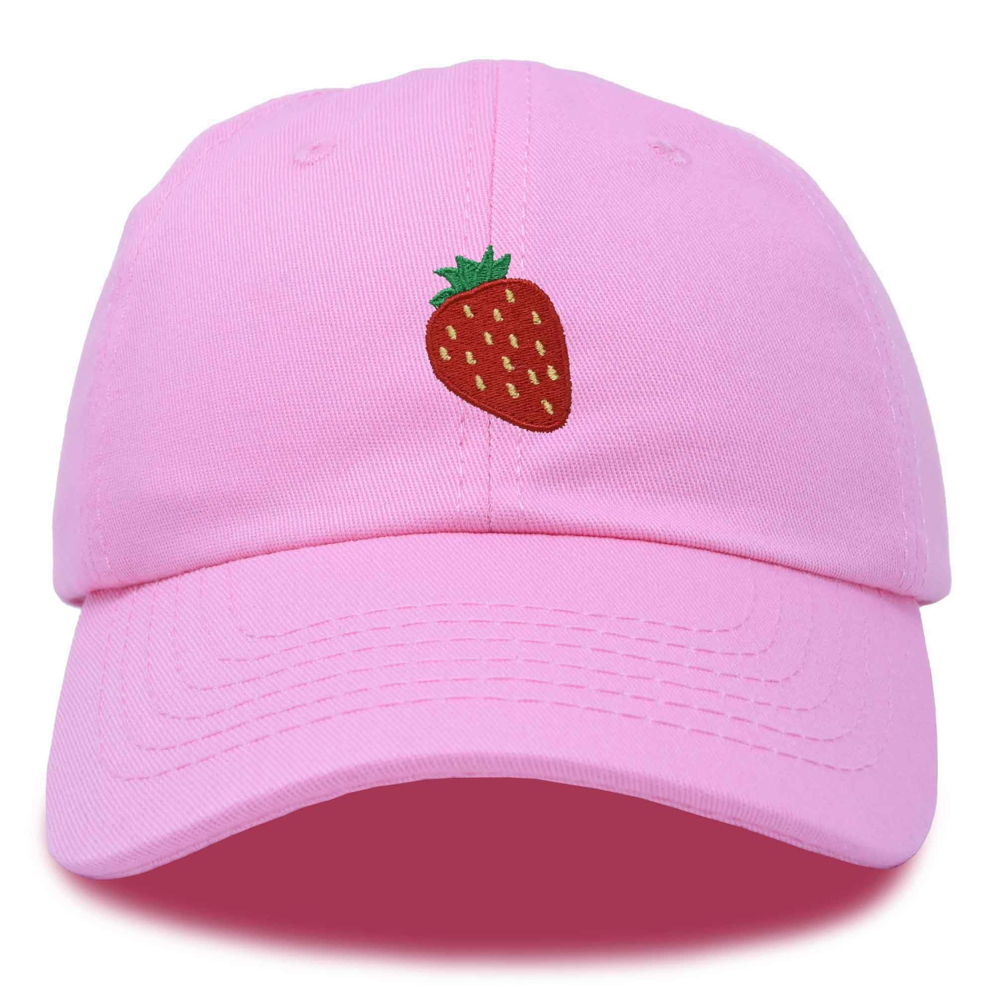 DALIX Strawberry Embroidered Cotton Baseball Cap - Adjustable Dad Hat for Women, Summer Fruit Design, Casual Outdoor Sun Protection (Perfect for Gardening, Beach Trips & Streetwear Fashion)