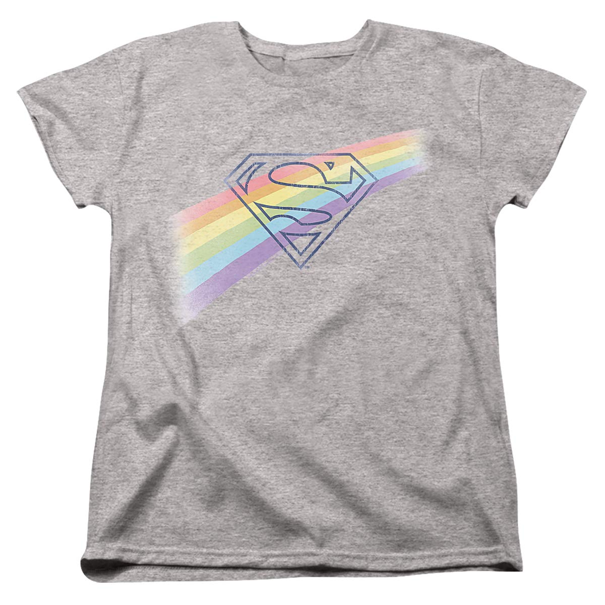 Superman Distressed Outline Women's T-Shirt | Vintage Graphic Tee for Casual Wear | Perfect for Cosplay, Comic Con & Everyday Fashion