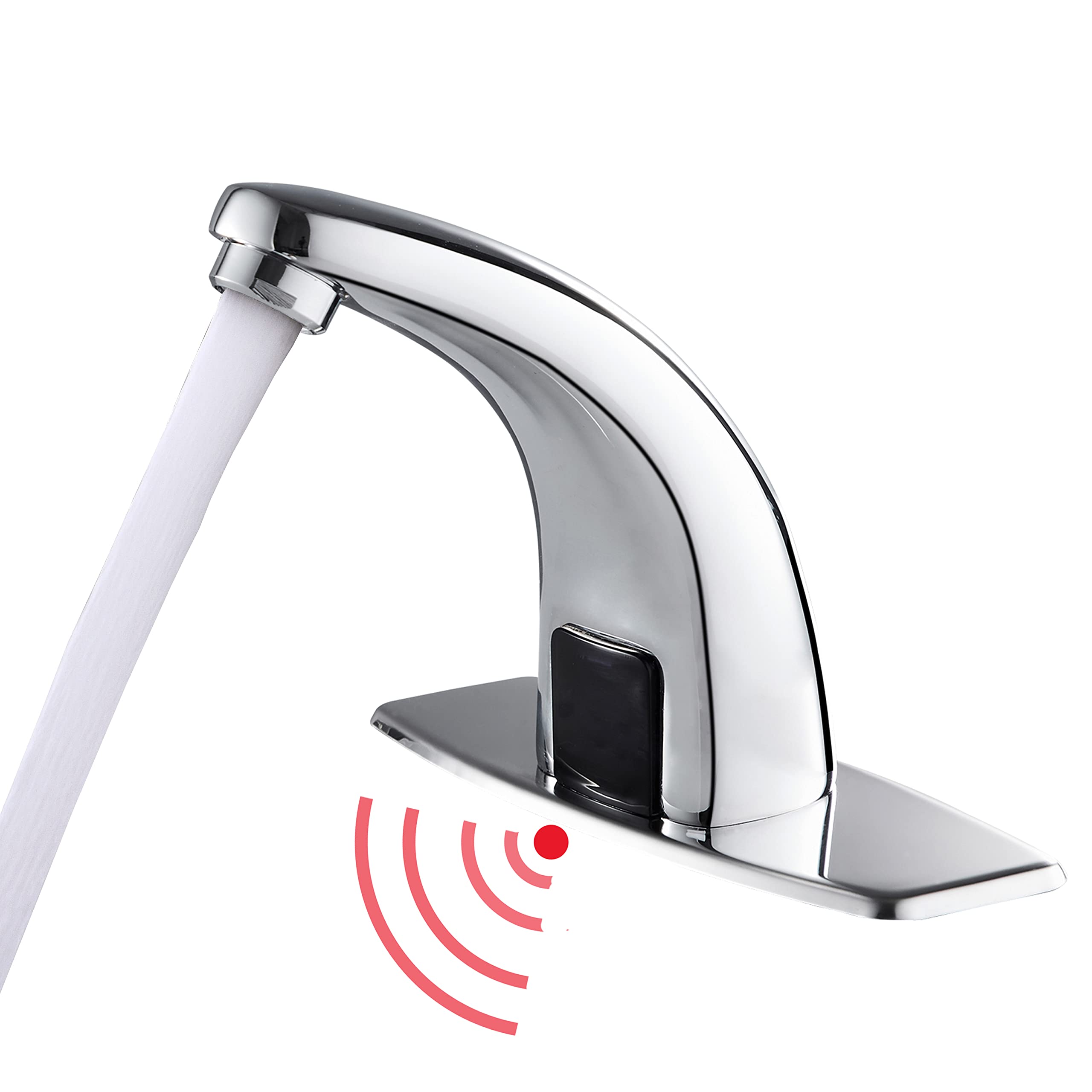 Automatic Touchless Bathroom Sink Faucet - Single Hole Chrome Sensor Faucet with Adjustable Water Temperature | Water Saving Hands-Free Faucet for Spa, Home & Commercial Use | Easy Installation with 4 AA Batteries | Perfect for Modern Bathrooms, Kitchens & Public Restrooms