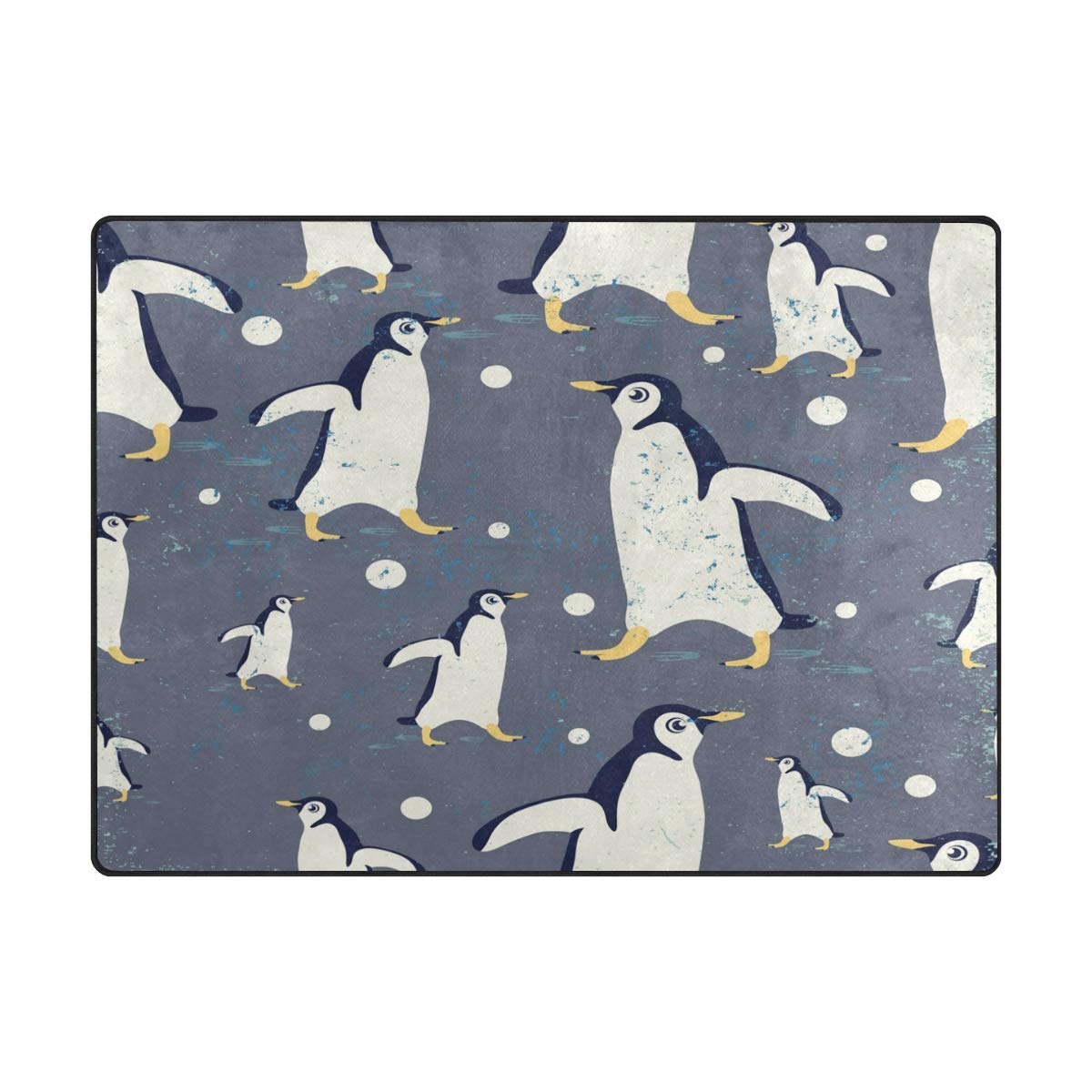 ALAZA Cartoon Penguin Polza Dot Non-Slip Area Rug 7'x5' Soft Plush Living Room Bedroom Rug for Kids Nursery Playroom - Cozy Floor Mat for Winter Decor & Play Areas