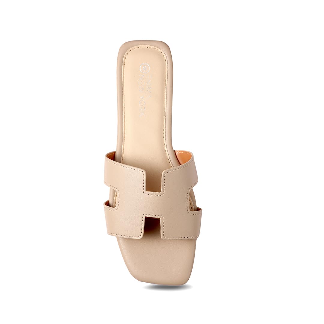 Women's Leather Slide Sandals 2024 - Slip On Comfortable Flat Sandals for Summer | Dressy & Casual Wear for Beach, Travel, and Everyday Outfits