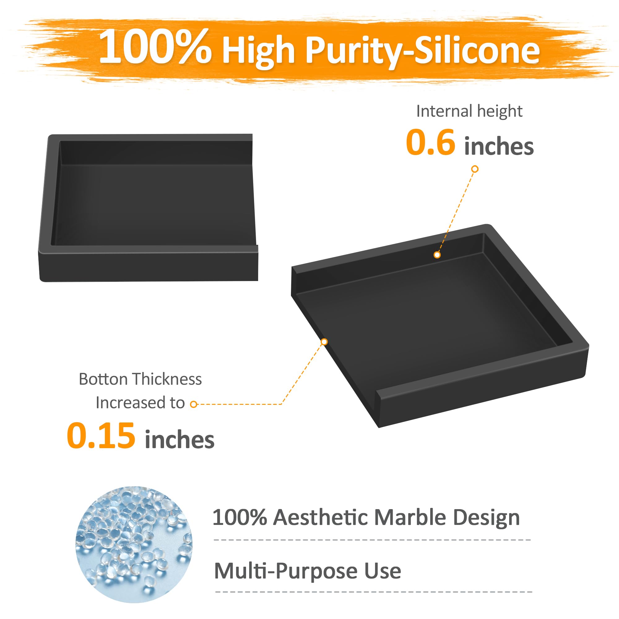EGWON Shatterproof Silicone Bathroom Vanity Tray - Thick Non-Slip Soap Dispenser & Perfume Organizer for Sink Counter, Toilet Tank Top, Dresser - Perfect for Bathroom, Bedroom & Vanity Organization
