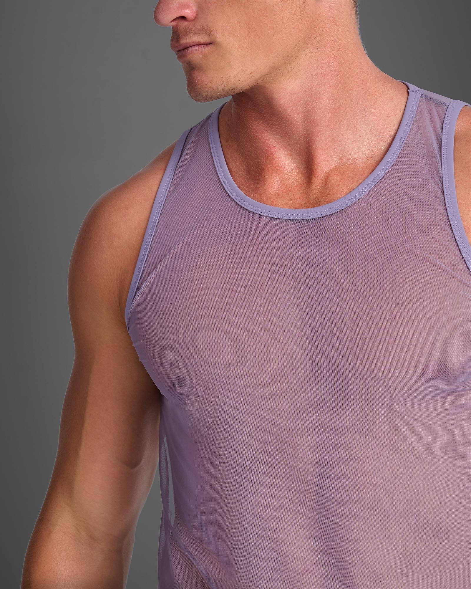 Teamm8 Women's Score Sheer Mesh Tank Top - Breathable Workout Shirt for Running, Yoga & Gym in Lilac