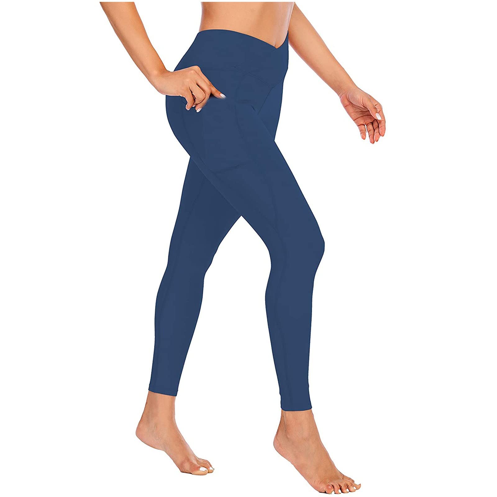 BBLULU Women's High Waisted Yoga Pants with Pockets - Tummy Control Workout Leggings, Non-See Through & Wrap Waist Design for Gym, Running & Lounge Wear