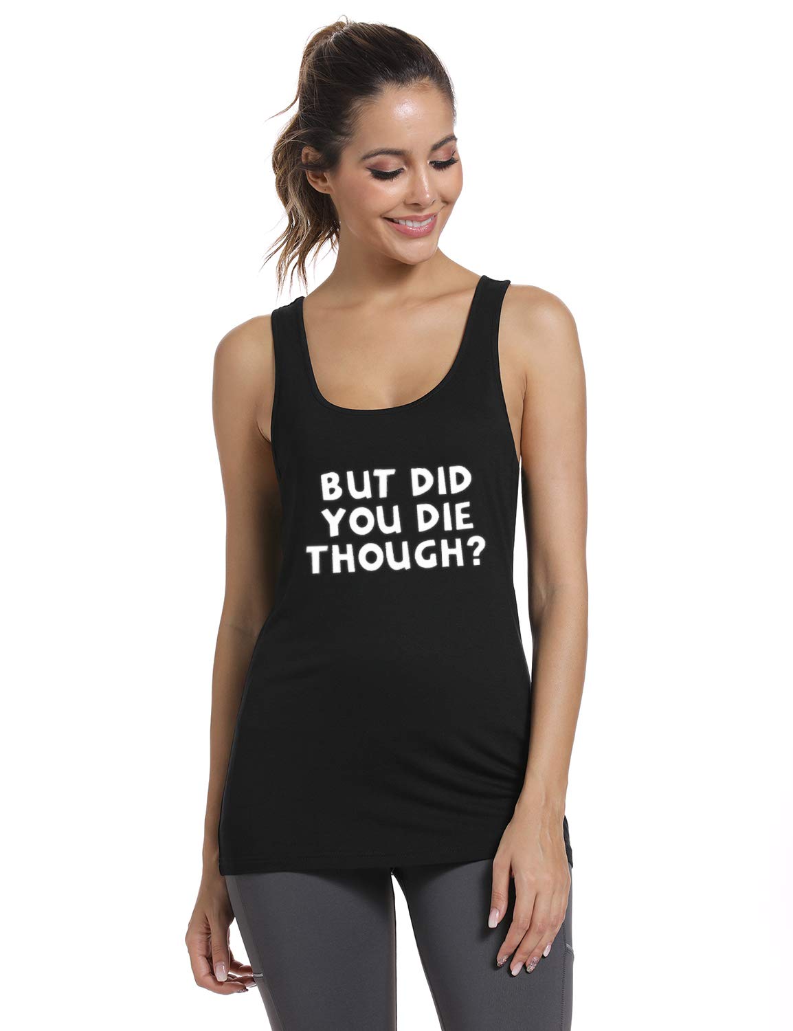 FANNOO Women's Funny Saying Racerback Tank Tops - Breathable Sleeveless Workout Shirts for Gym, Yoga & Summer Casual Wear