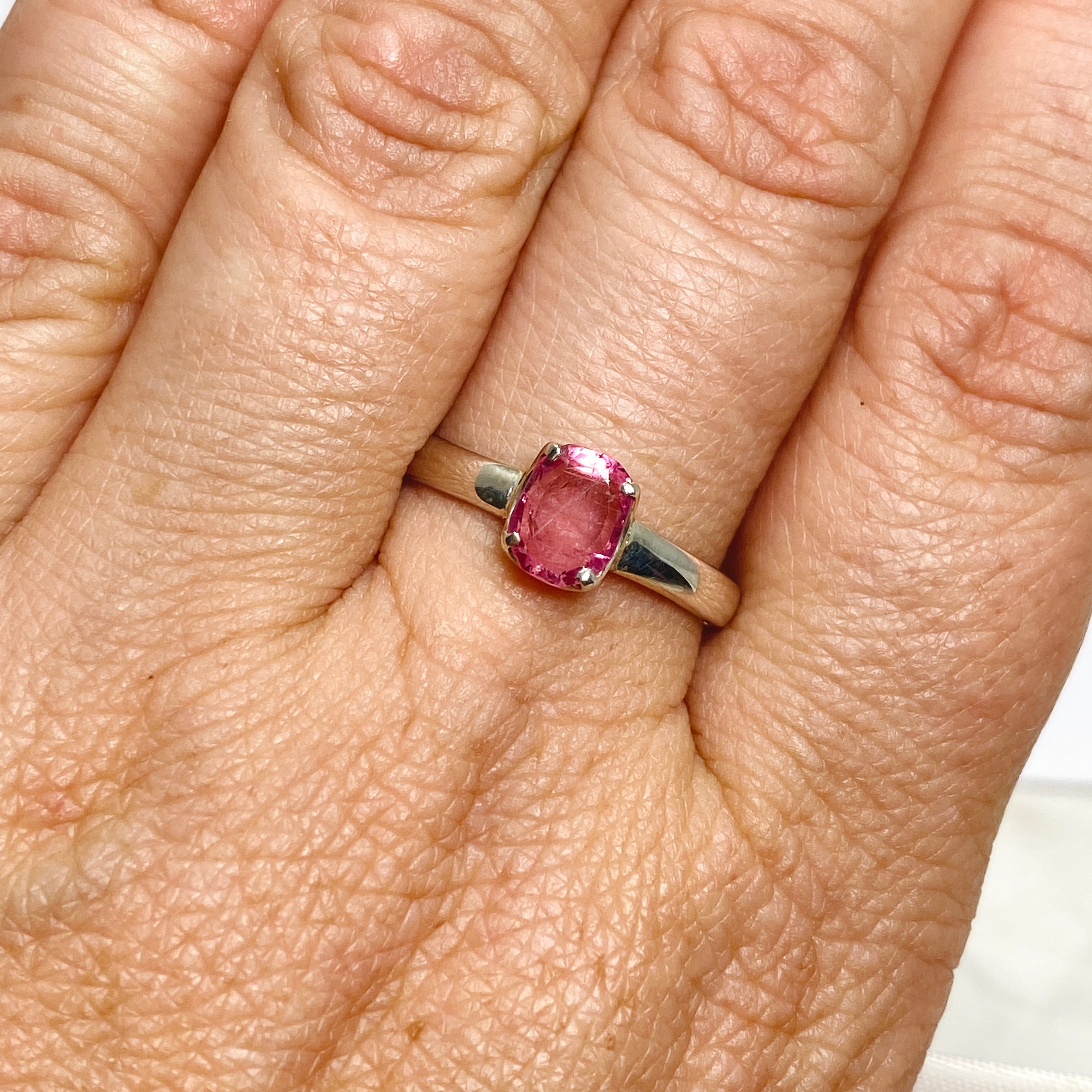 Pink Tourmaline Oval Faceted Ring - Size 9 Sterling Silver Women's Jewelry - Perfect for Engagement, Anniversary & Gift Giving